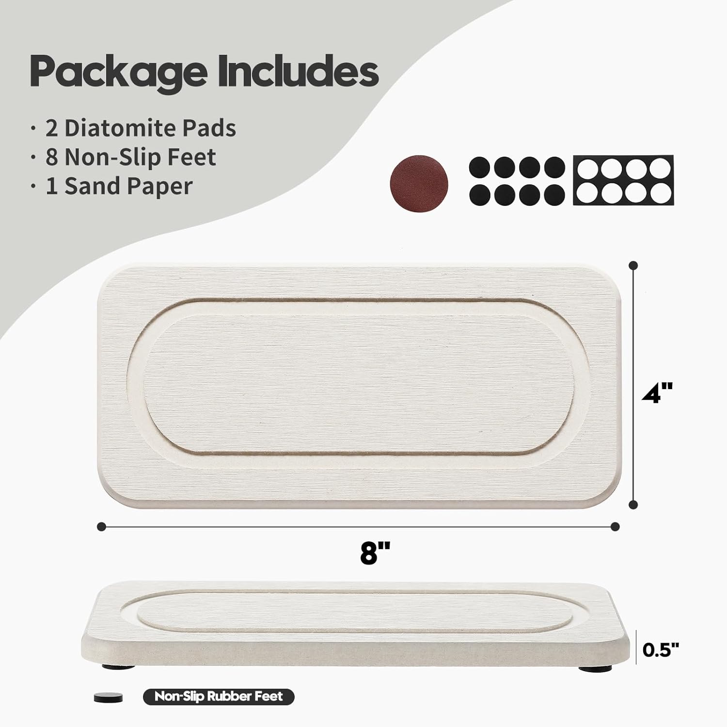 2-Pack Diatomite Stone Sink Tray Kitchen Bathroom Organizer Eco-Friendly Sink Mat