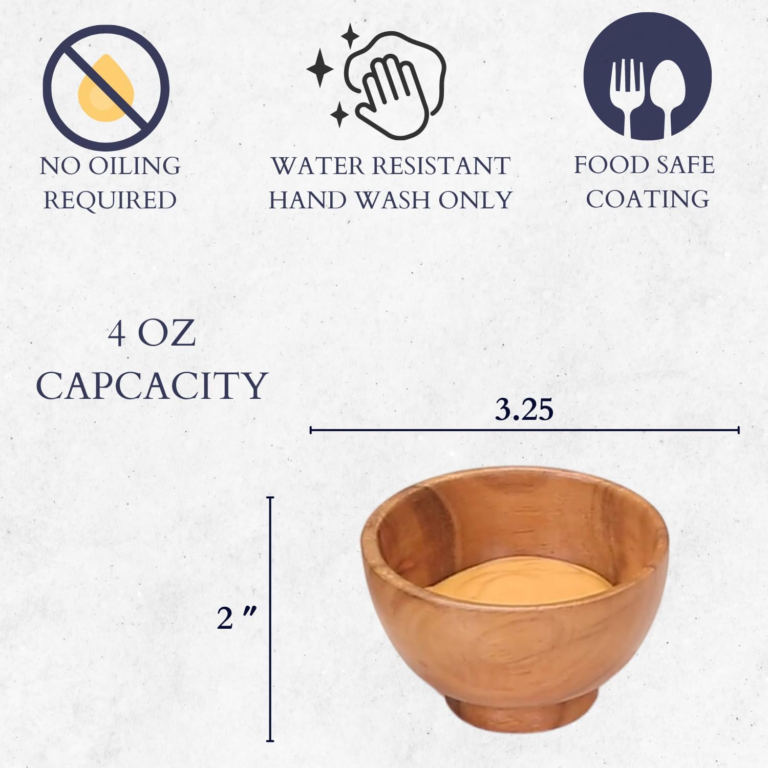 Hand-Crafted Acacia Small Wooden Bowls 4oz Set