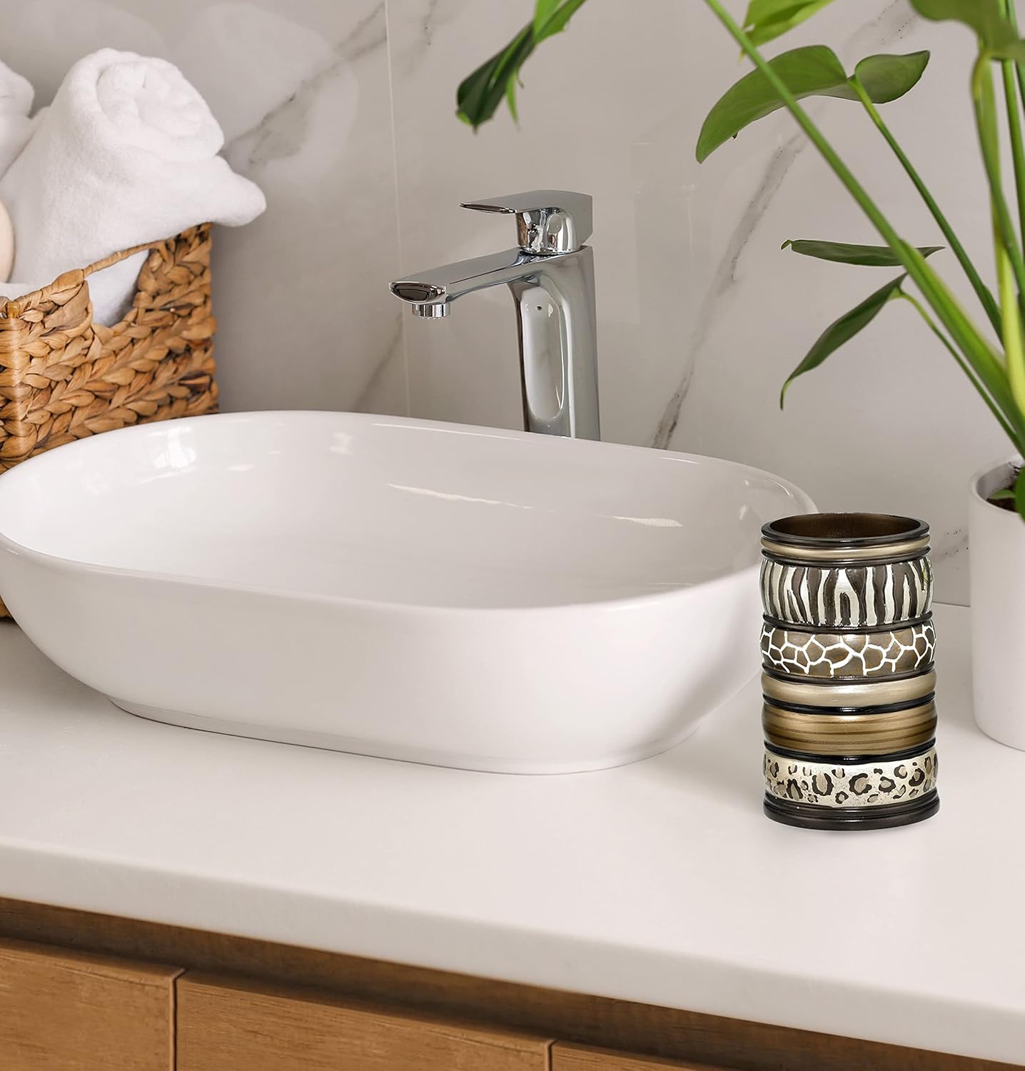 Elegant Safari Stripes Tumbler for Modern Bathrooms