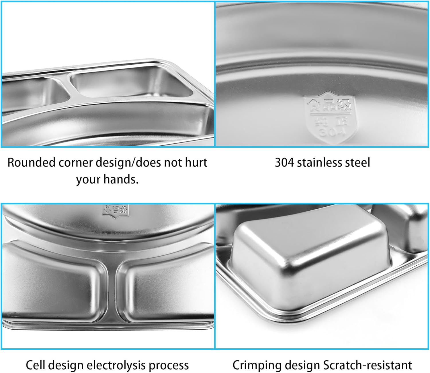 Durable 304 Stainless Steel Divided Plates for Every Day