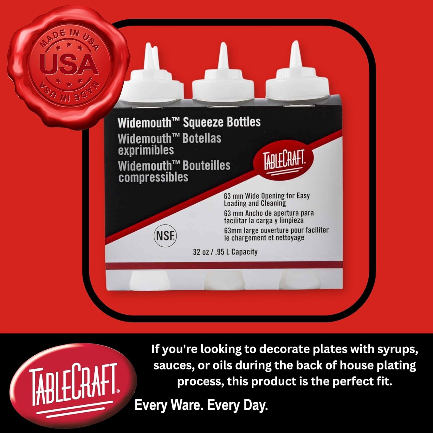 Effortlessly Dispensed - TableCraft C3263C Squeeze Bottles
