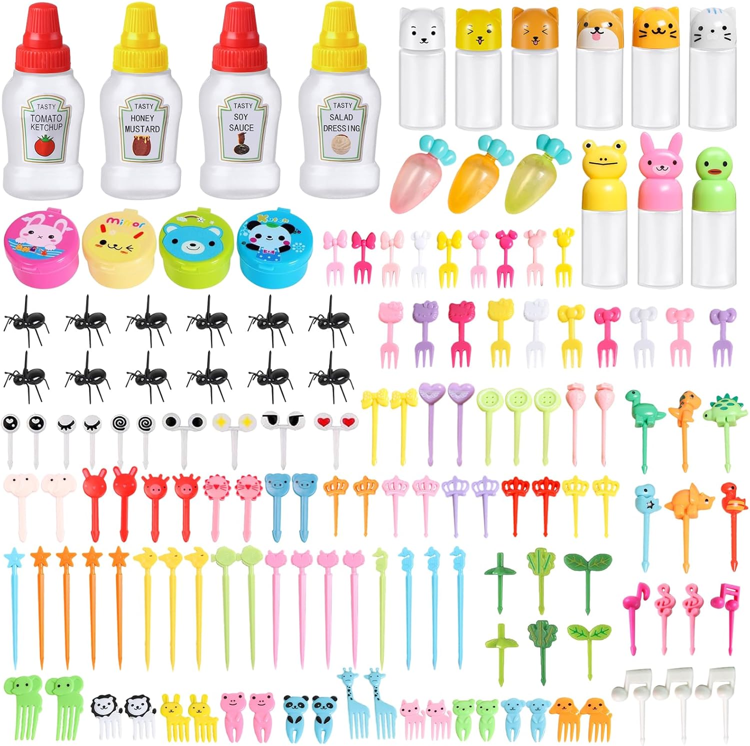 150 Animal Pattern Condiment Squeeze Bottles Perfect for Bento Lunches