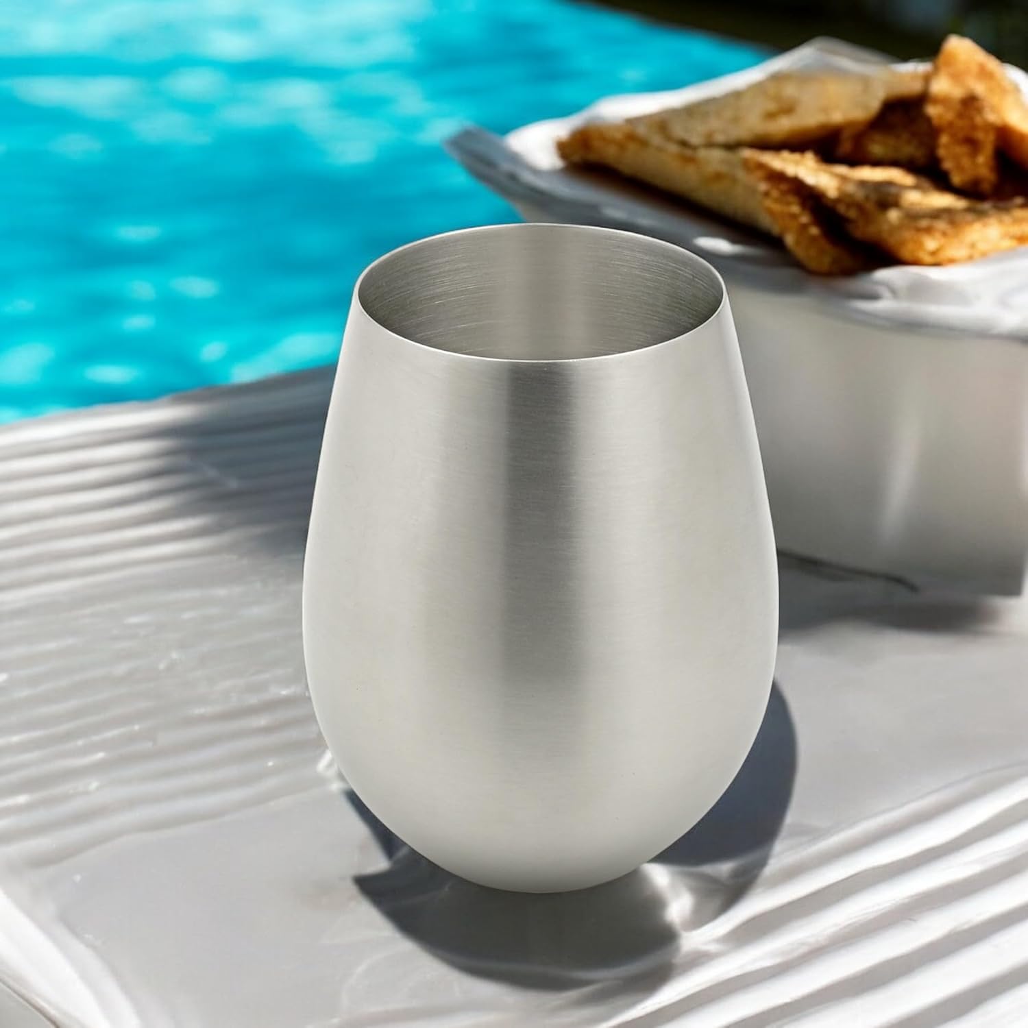 StainlessLUX 73343 - Brushed Stainless Steel Wine Glass