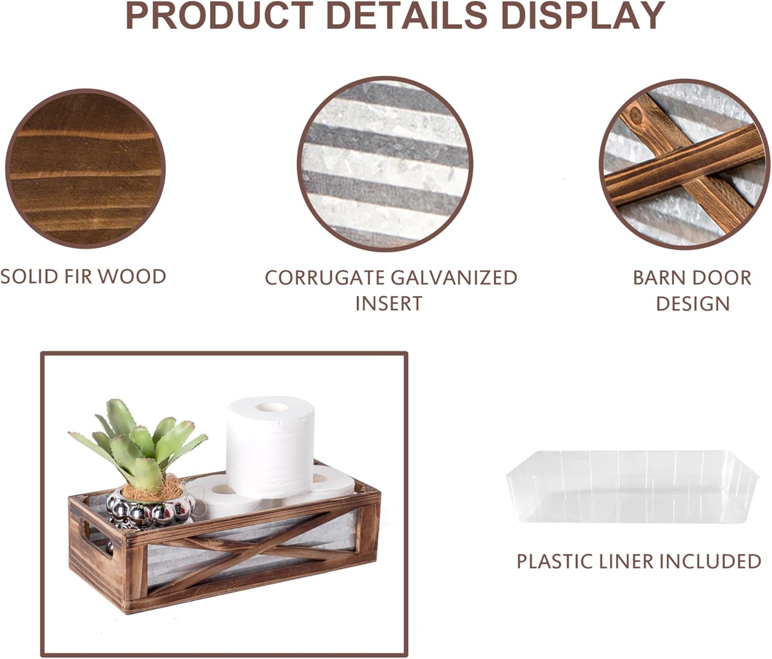 Wooden Toilet Paper Basket with Barn Door Design