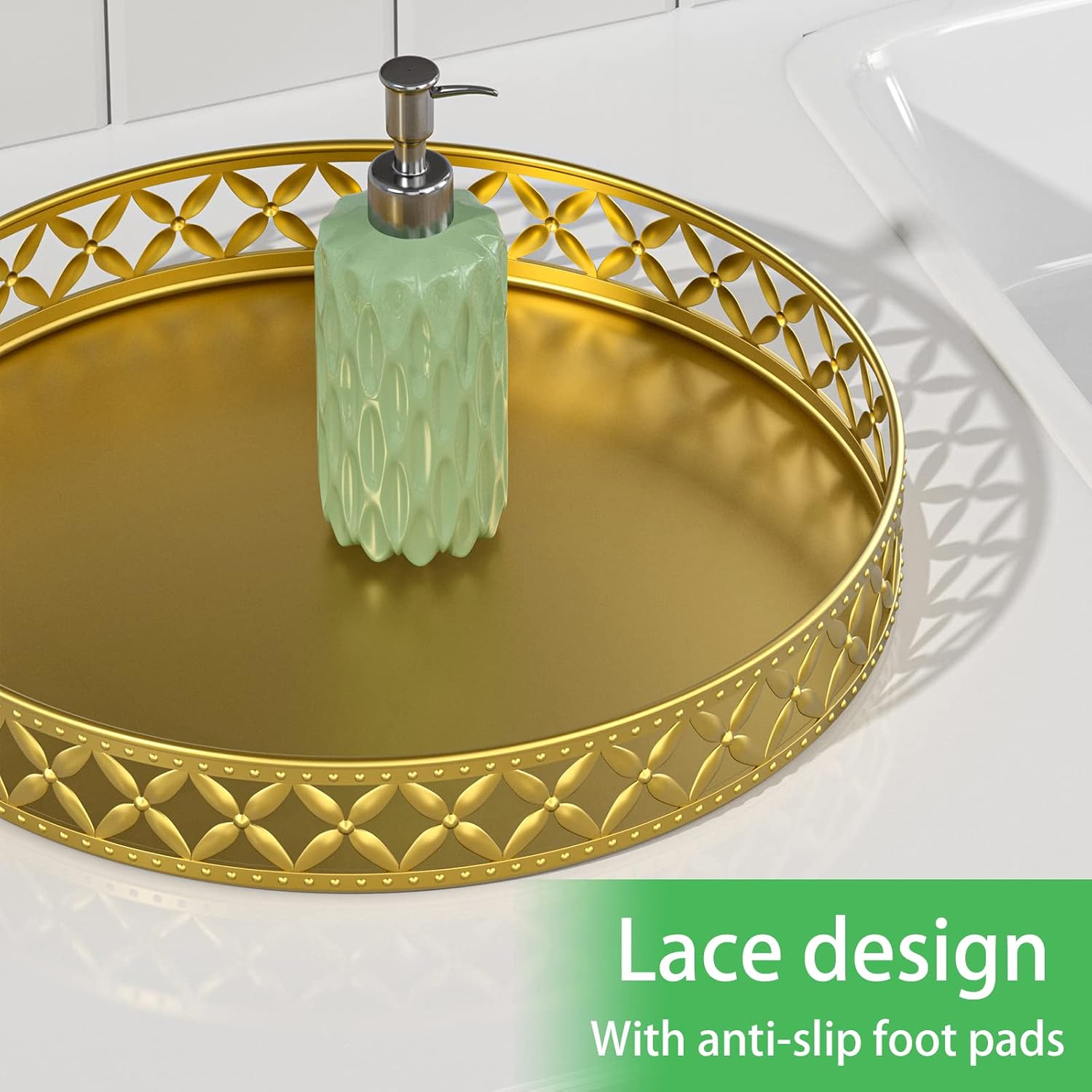 EKNITEY 11 Gold Flower bathroom Vanity Trays - Space-Saving Counter Organizer for Towels Cosmetics More