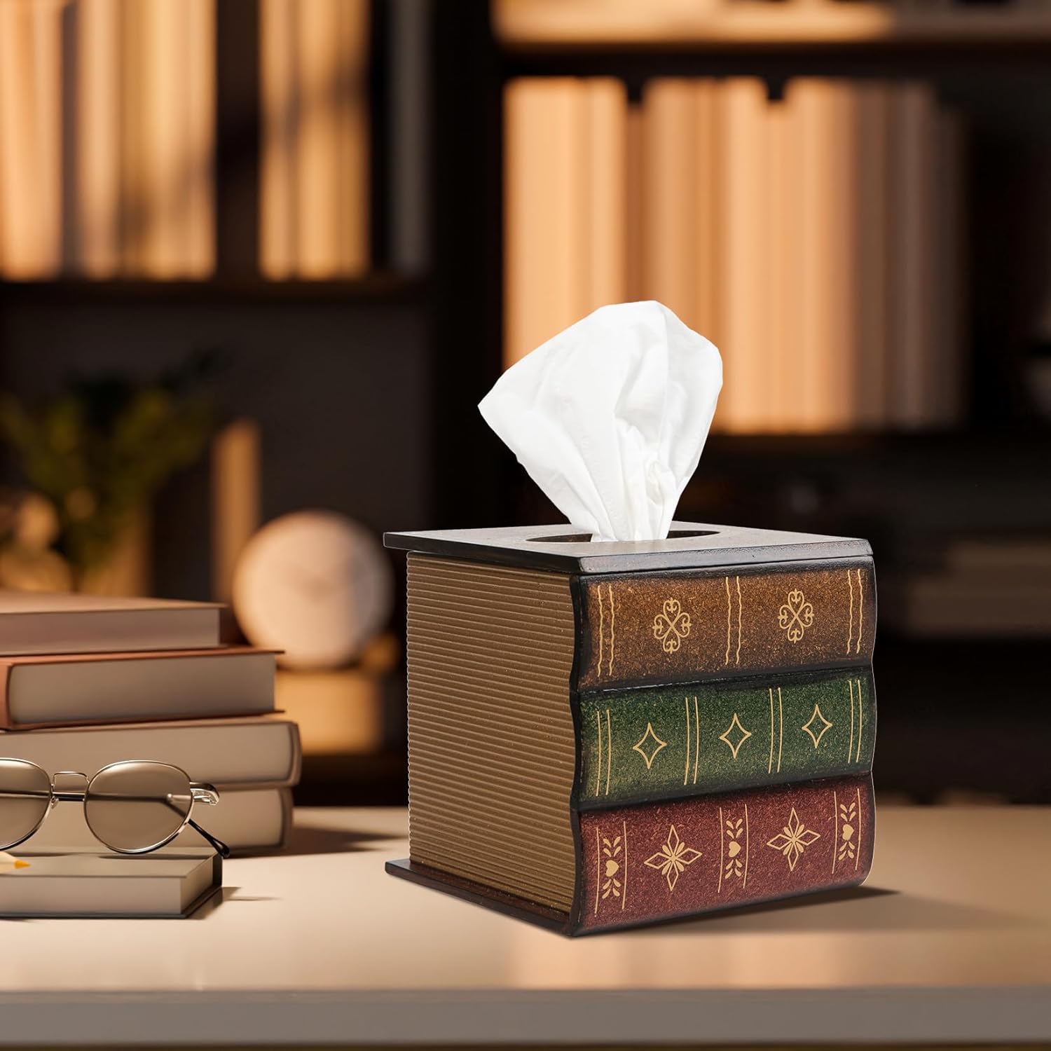 Crafted Retro Retro Wooden Tissue Box Cover for Bathroom