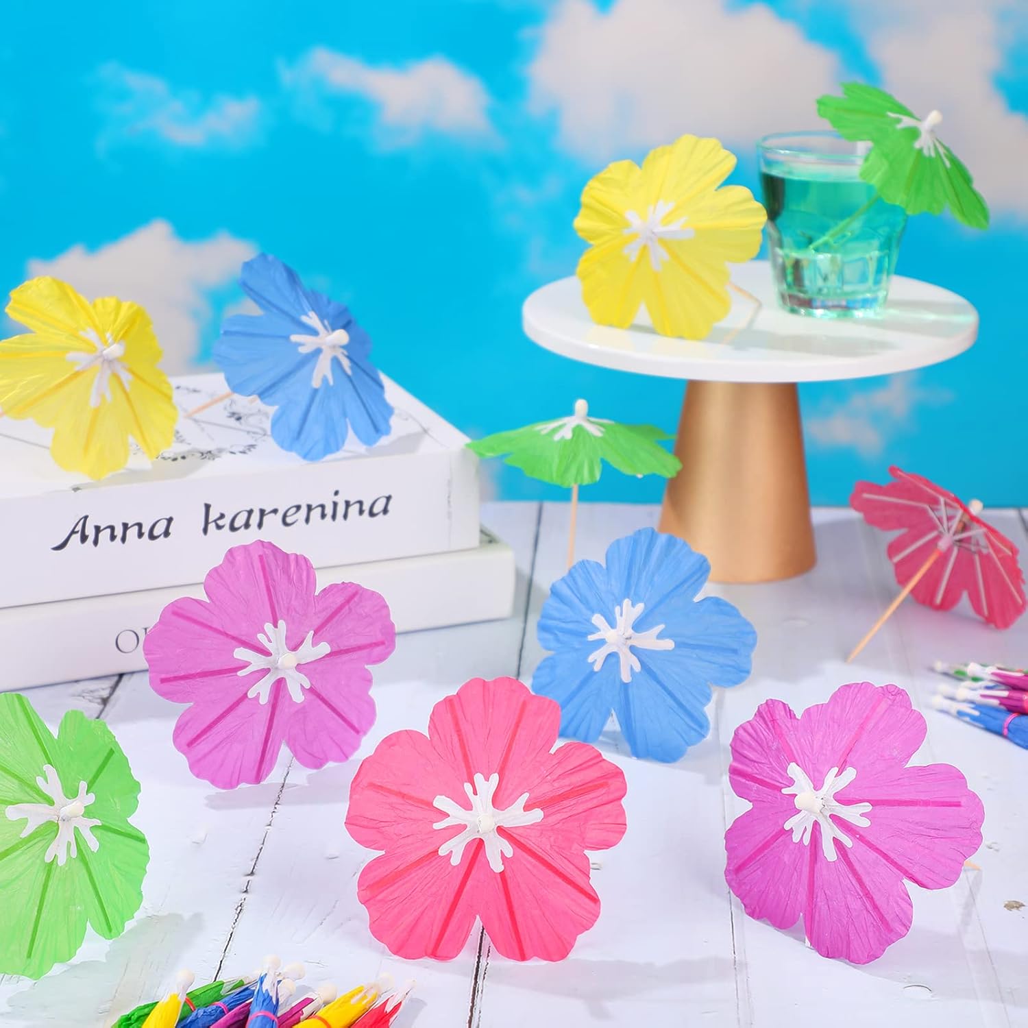 GLOWING Sunset TROPICAL Umbrella Picks Set 150
