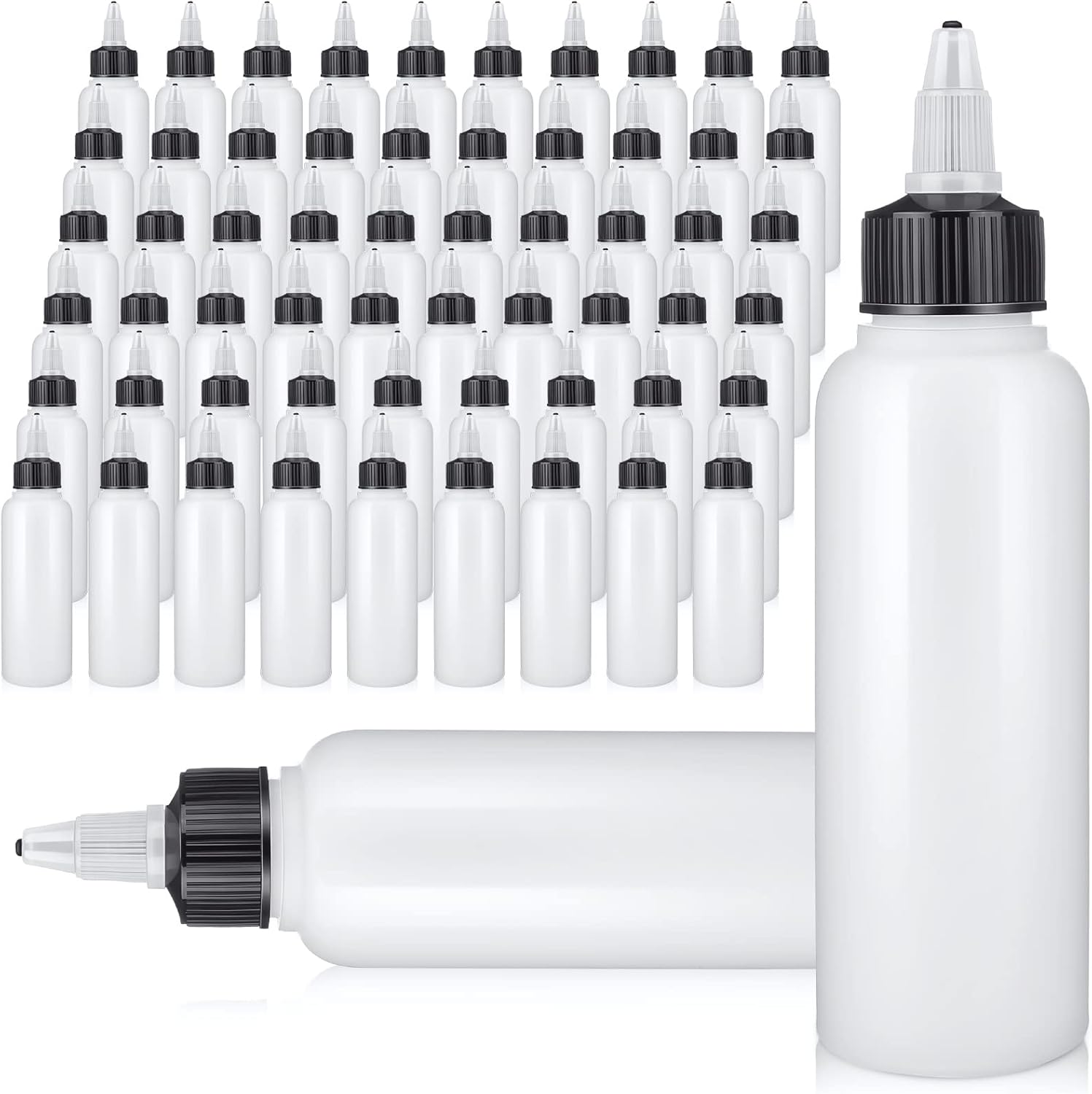 60-Piece Set of 4 oz Plastic Squeeze Bottles