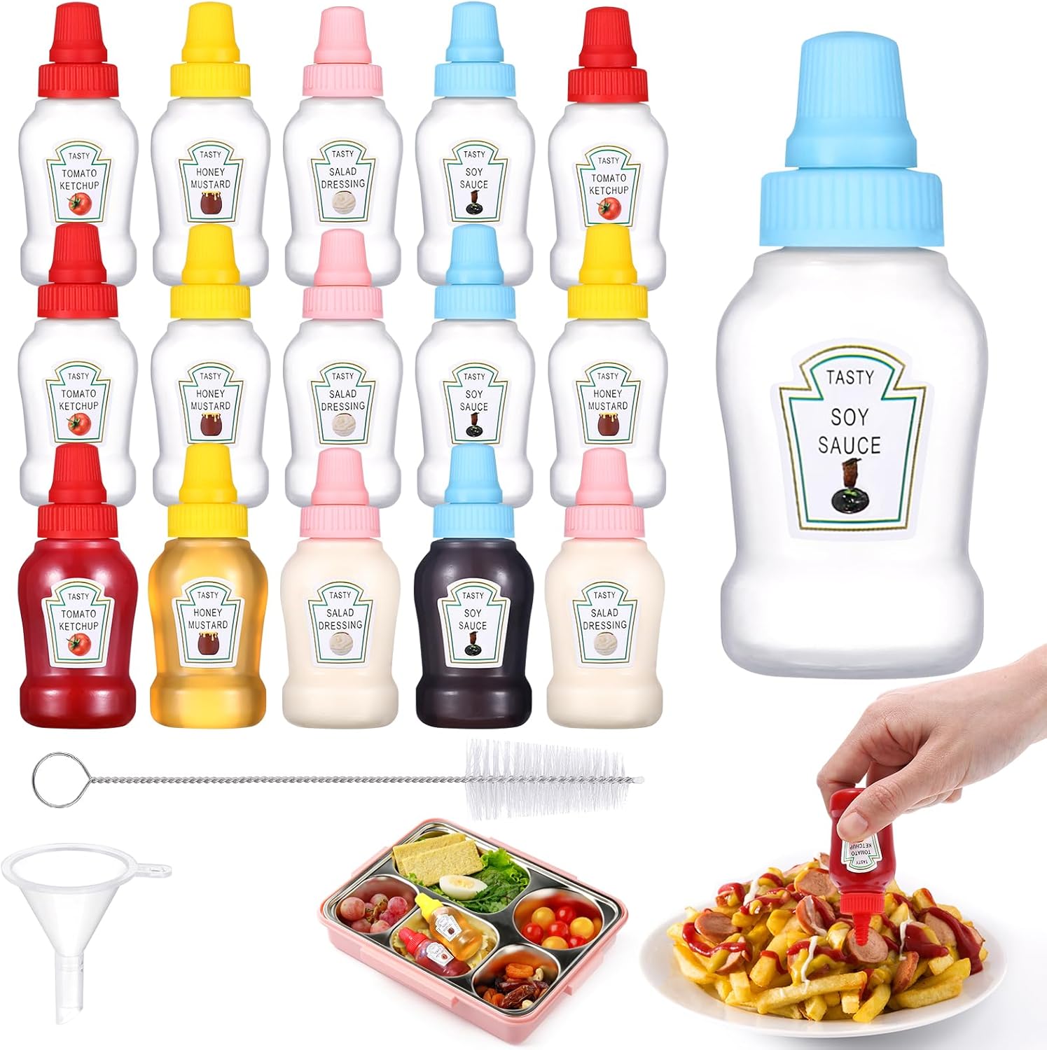 16pcs Mini Ketchup Bottles 25ML Compact Durable for Storage