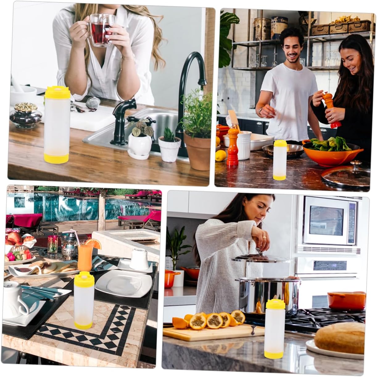 2Pcs Set Two-Handled Squeeze Bottles for Sauces 20oz Refillable Condiment Dispensers