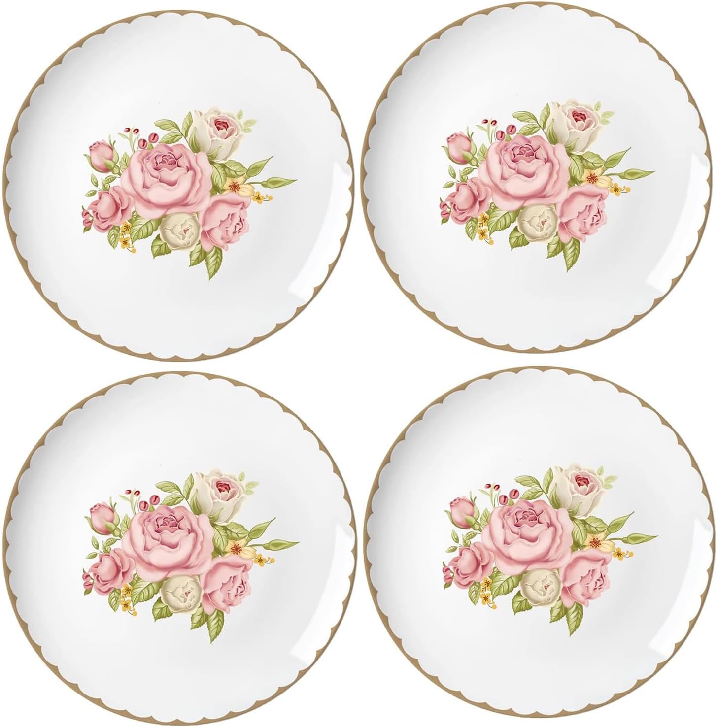Vintage Floral Plates Set of 4