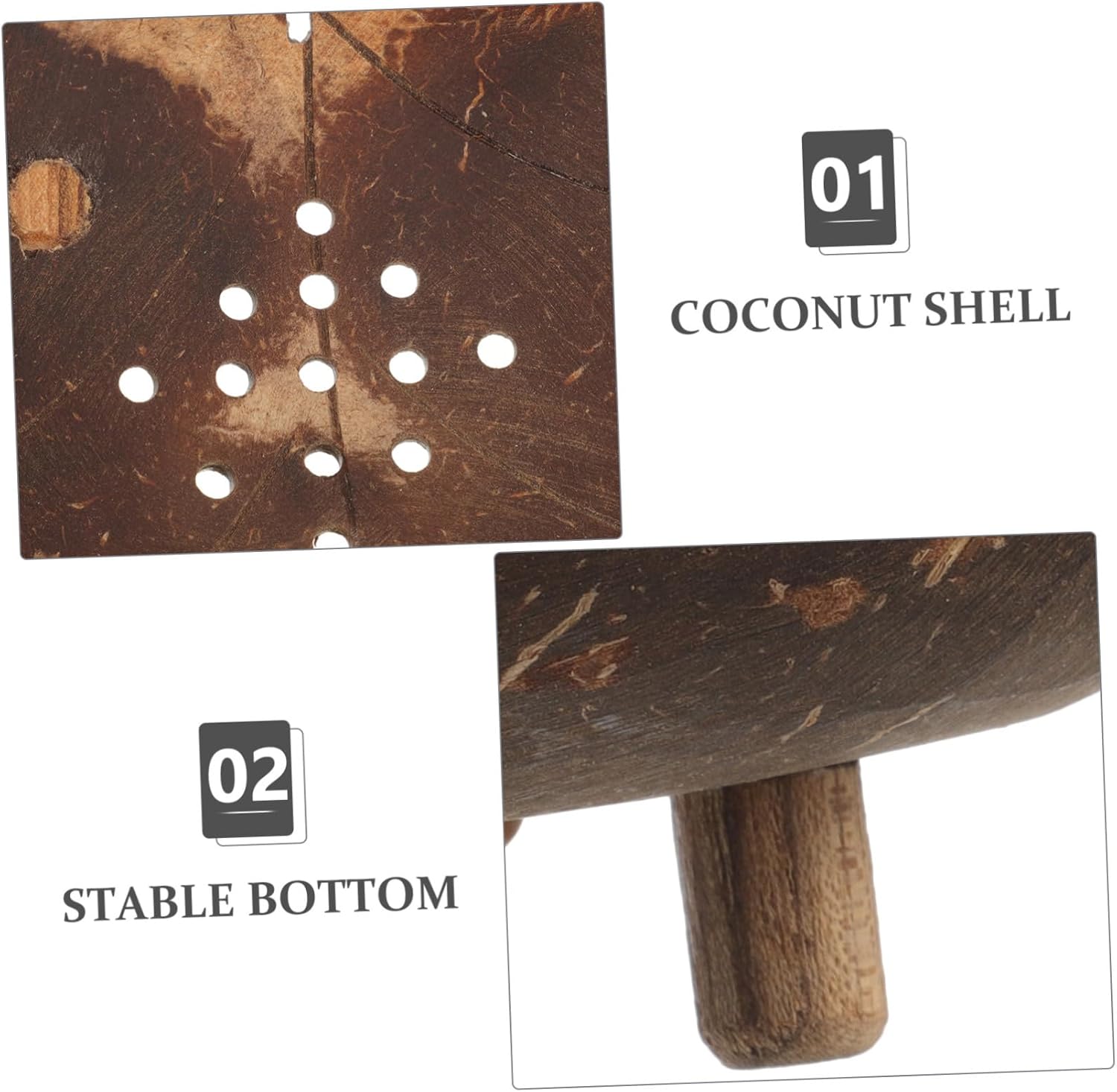 Healifty Coconut Shell Soap Dish Holder for Bathroom and Kitchen