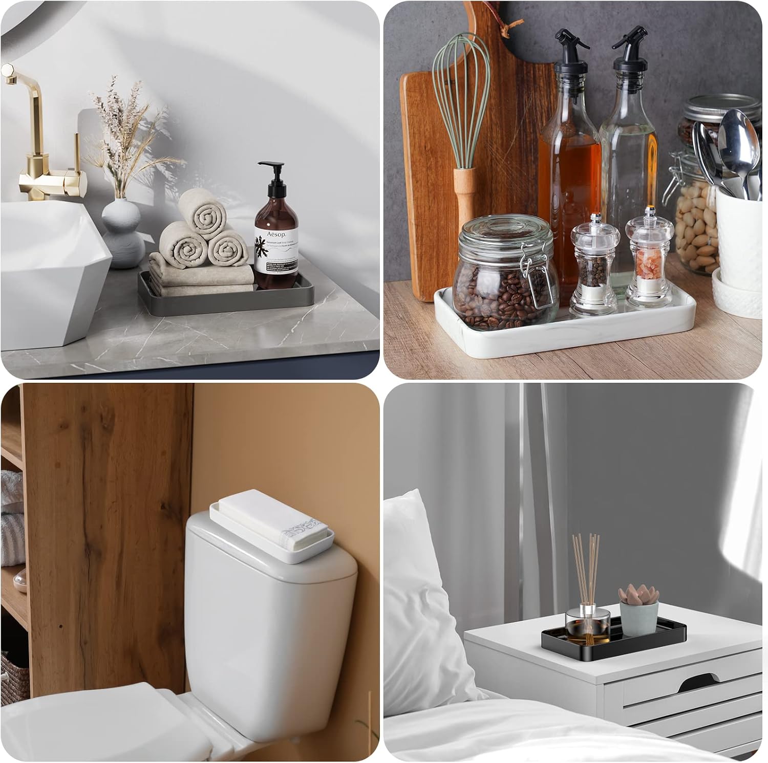 Gurygo 10 Ceramic Bathroom Vanity Tray for Kitchen Bathroom Use - White