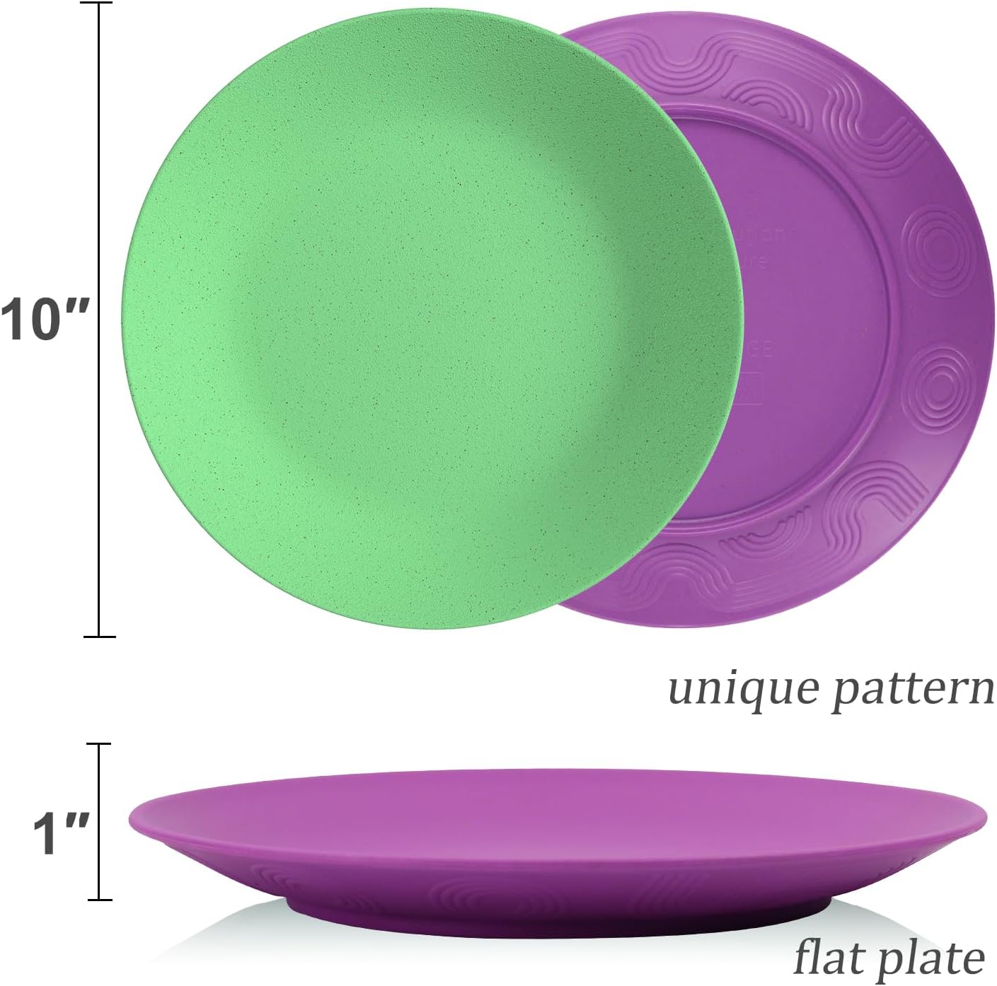 Wrova 10 Inch Wheat Straw Plates Set of 8 Unbreakable