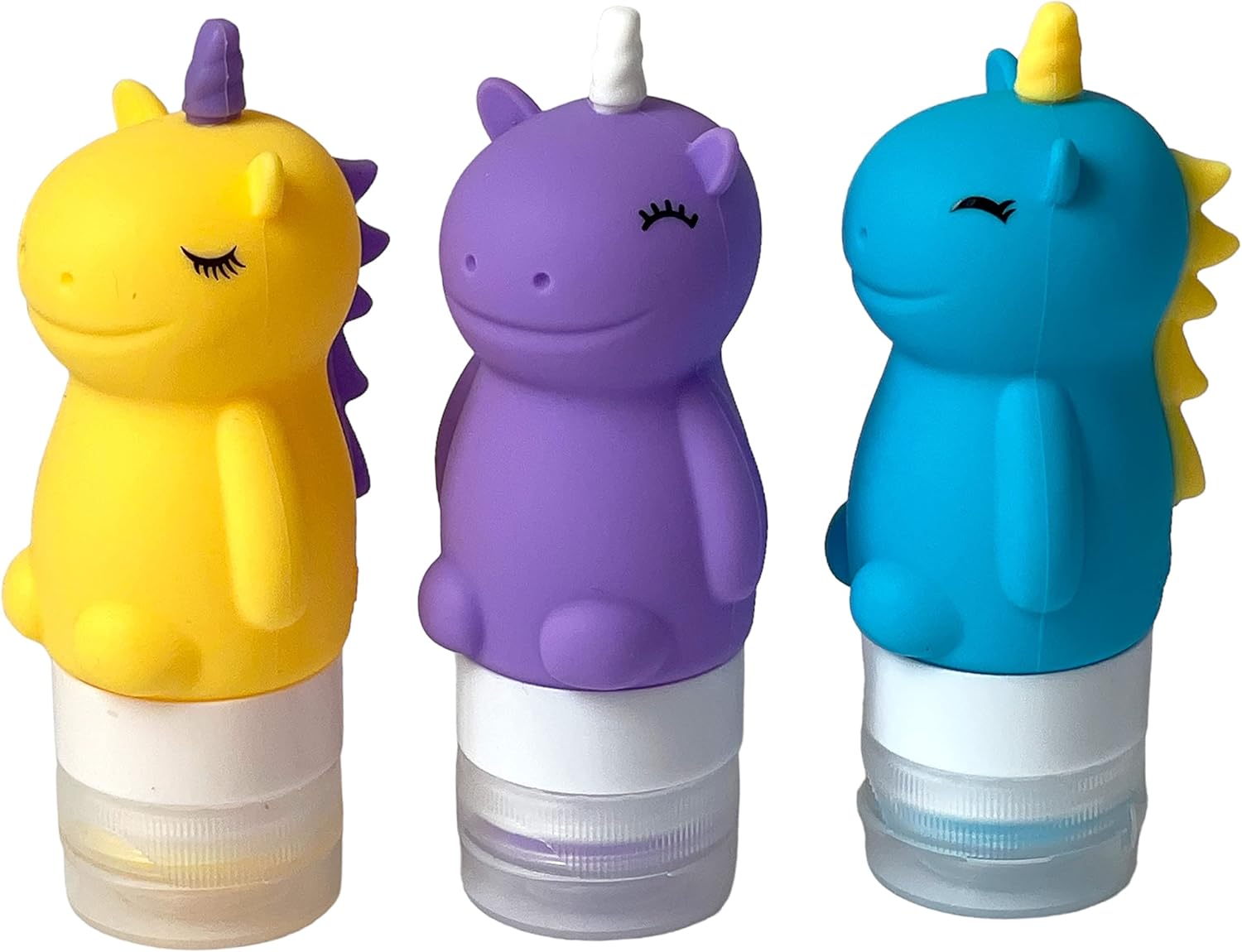 Yumbox Unicorn Mini Squeeze Bottles Set of 3 - Leakproof Safe and Perfect for Lunch