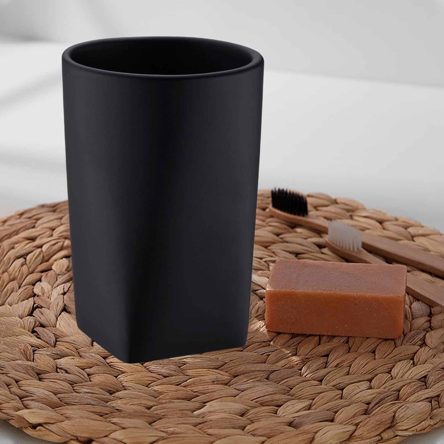 Stylish Bath Tumbler Resin Cup with Modern Design Matte Black