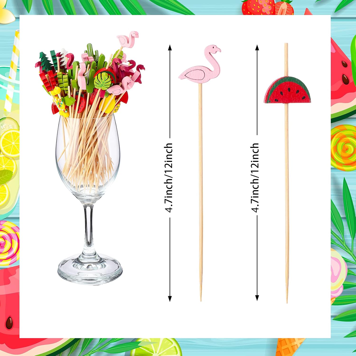 Patelai 160 Pcs Cocktail Accessories Delicate Tropical Bamboo Picks Perfect for Summer Parties