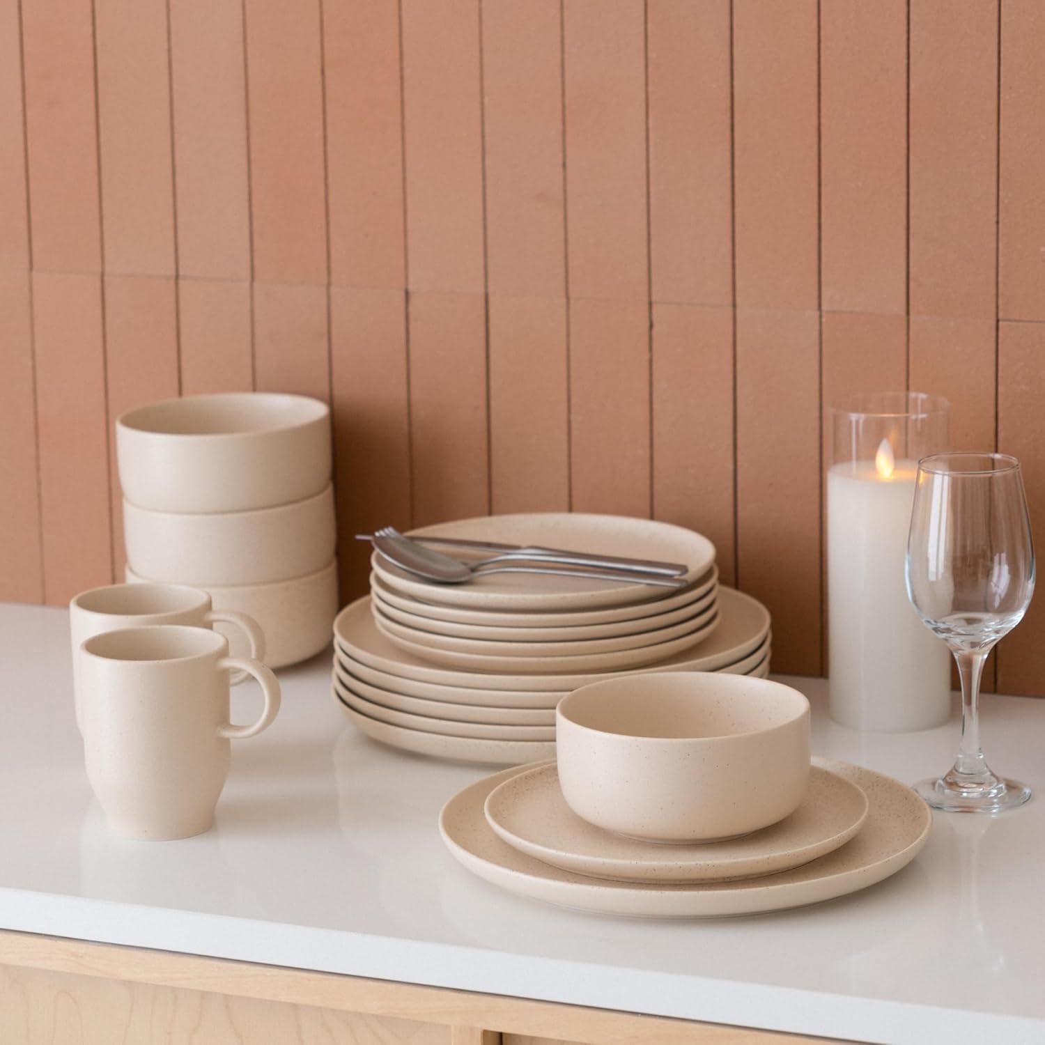 6-Piece Chip and Scratch-Resistant Dinner Plate Set in Oat Beige