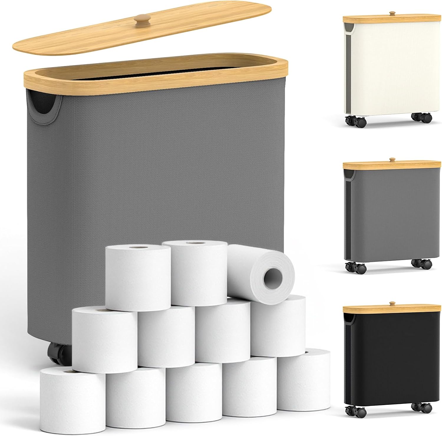 Convenient Toilet Paper Holder Organizer with Wheels for Bathroom Use