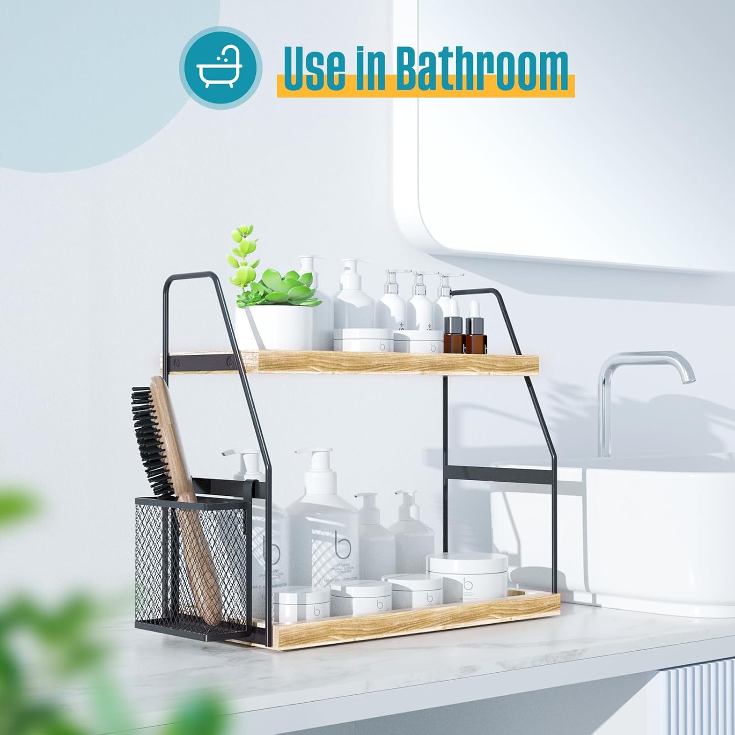 Tired of Cluttered Counters Upgrade Your Bathroom Organizer with the 2-Tier Standing Counter Shelf
