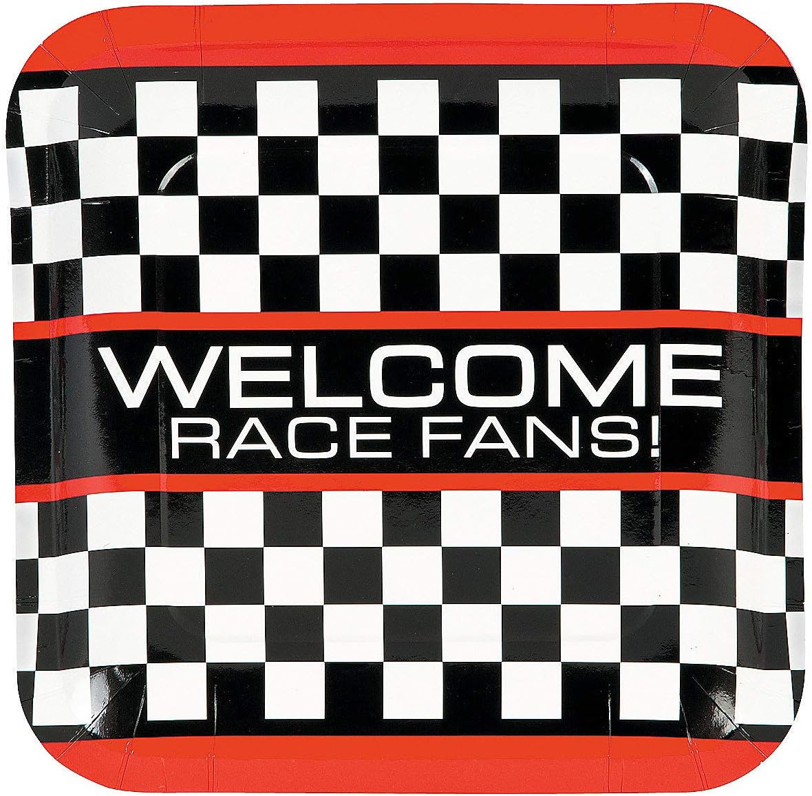 Fun Express Race Car Checkered Dinner Plates for Boys Birthdays