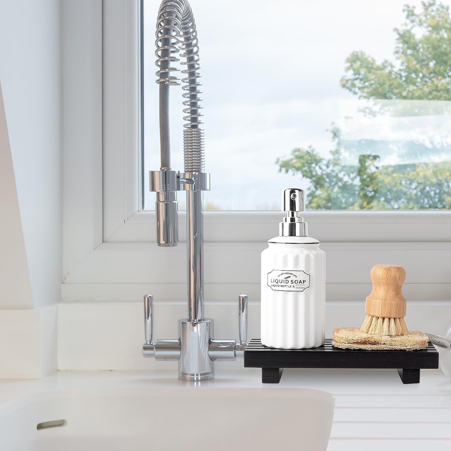 Durable Wooden Bathroom Tray Pedestal Stand for Kitchen Bathroom