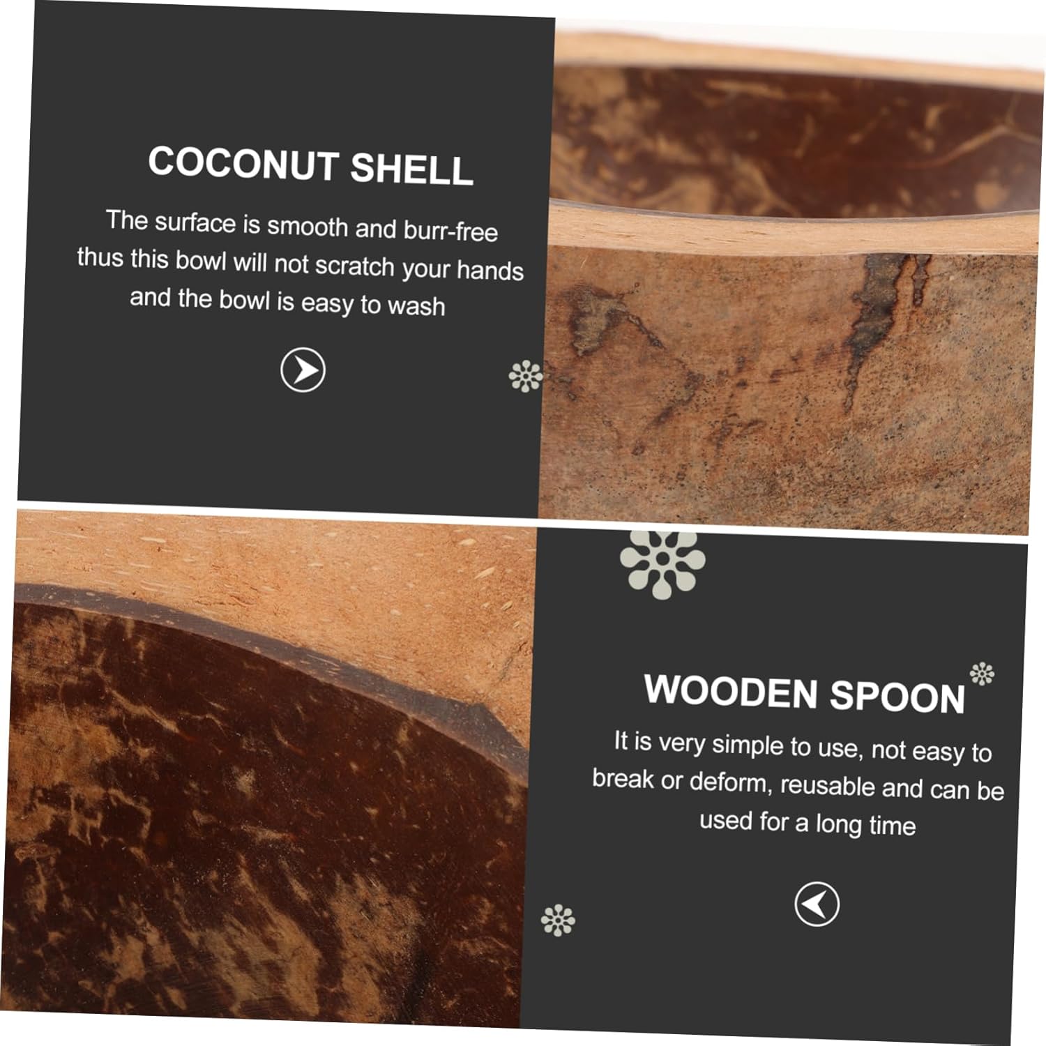 NUOBESTYNatural Coconut Shell Bowl for Daily Use