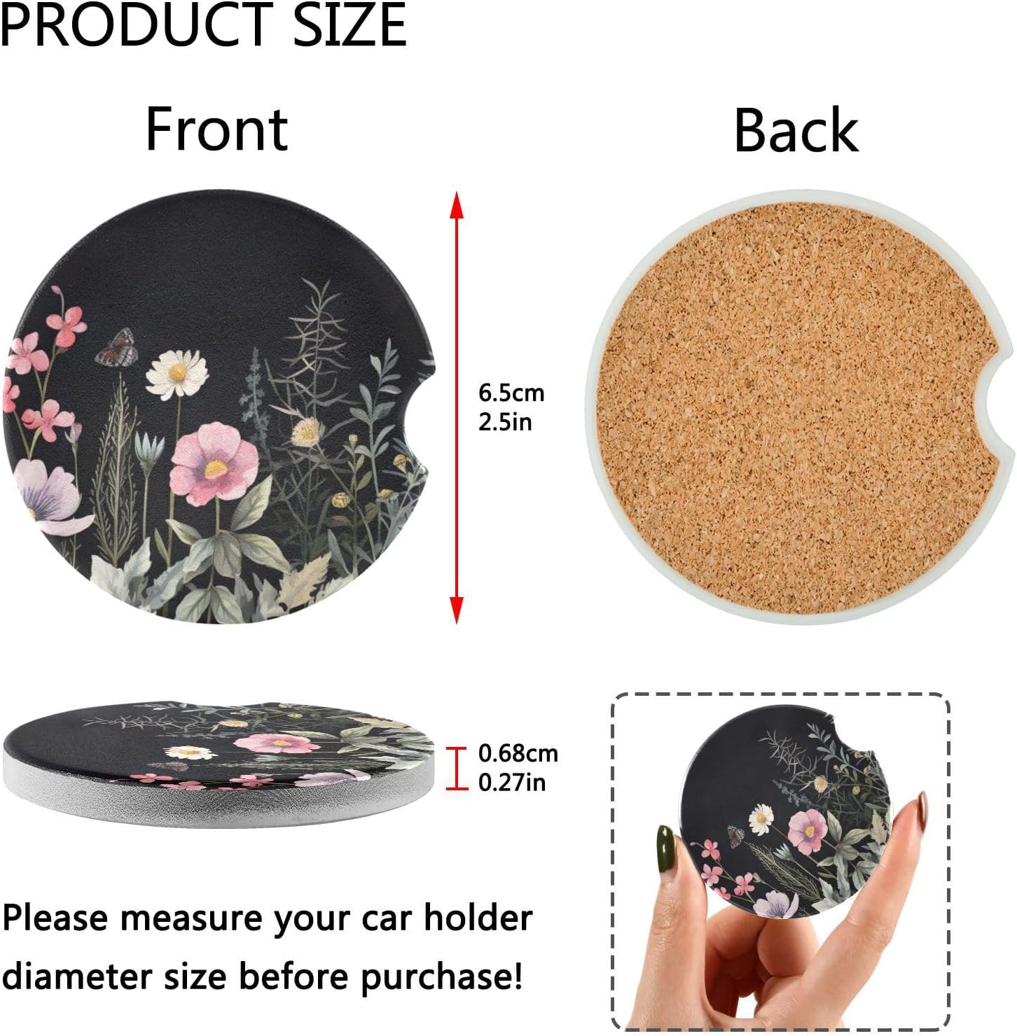 Takiito 2-Piece Car Cup Holder Coasters - Durable and Stylish for Secure Protection