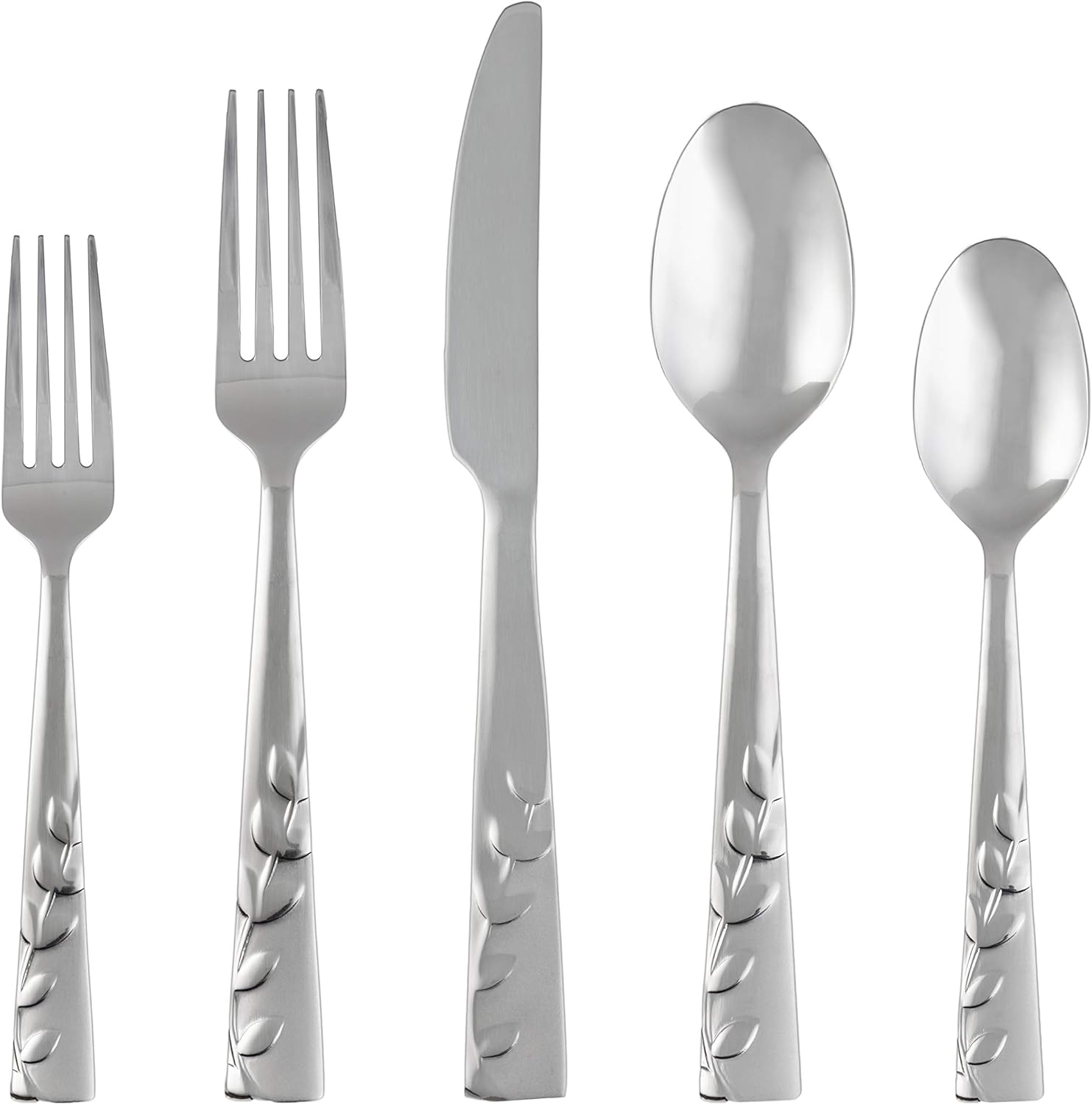 Cambridge Silversmiths Blossom Flatware Set Service for 4 Stainless Steel 20 Count Brushed Finish