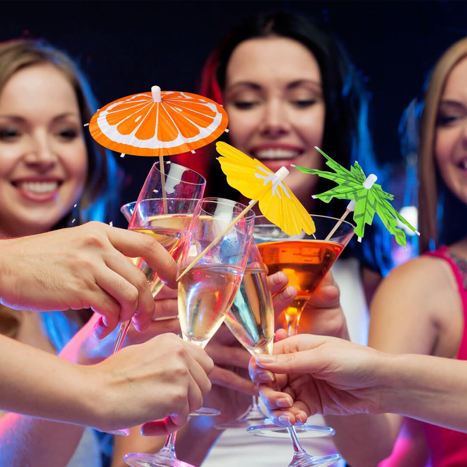 FFNIU 150-Piece Cocktail Umbrellas Assorted Colors Styles