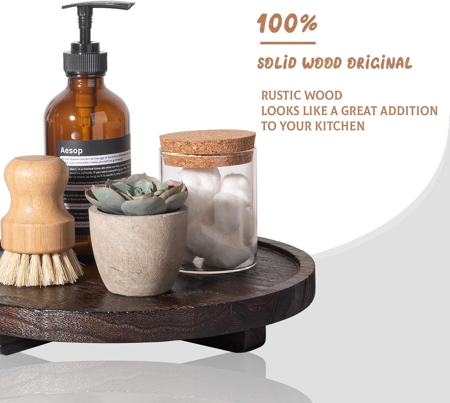 Rustic 10 Wooden Bathroom Counter Organizer Water-Resistant Organizer Tray