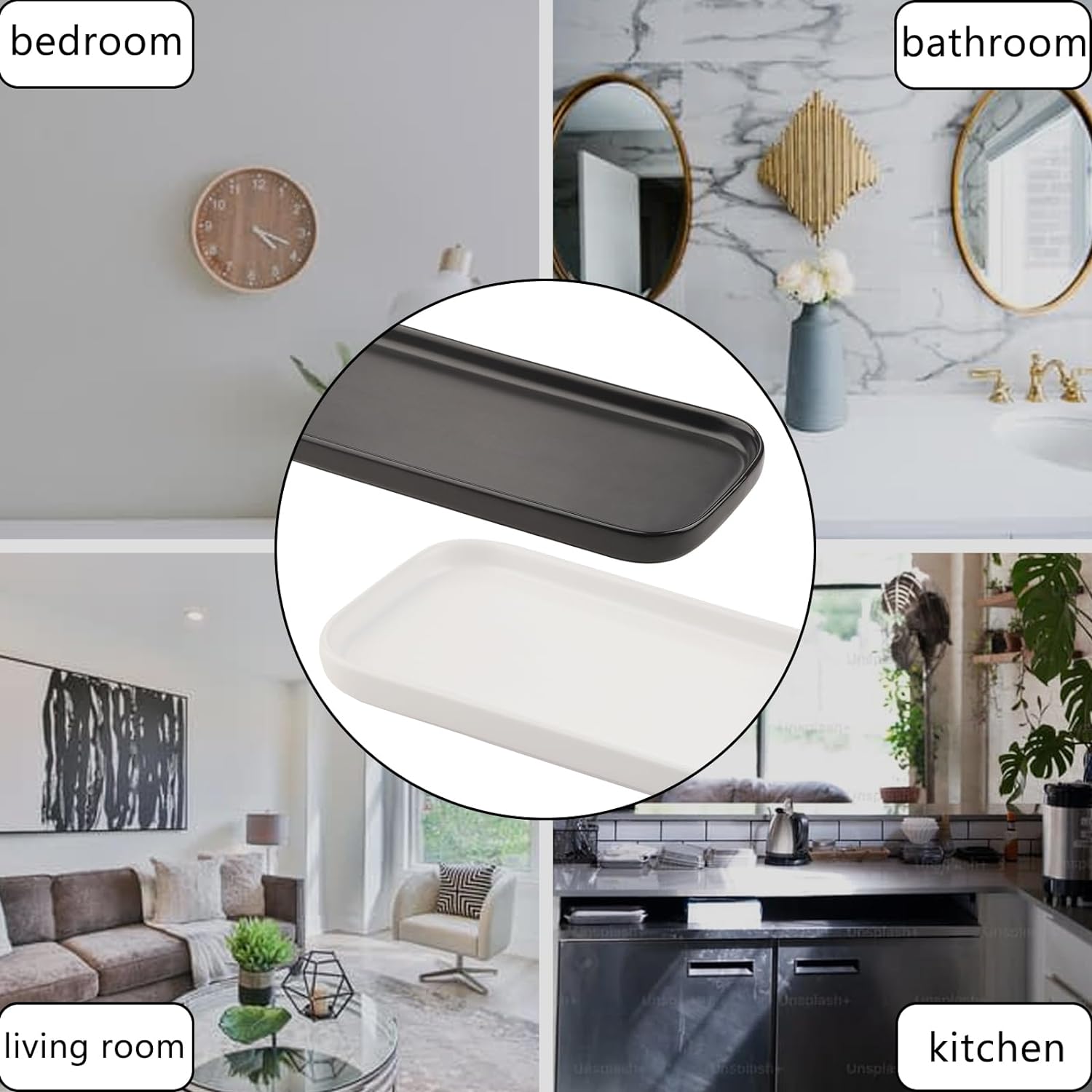 Premium White Ceramic Tray for Kitchen Bathroom Use
