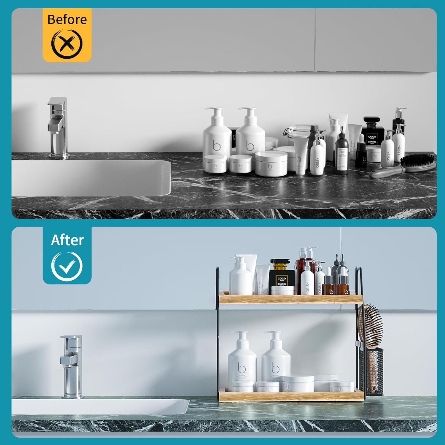 Tired of Cluttered Counters Upgrade Your Bathroom Organizer with the 2-Tier Standing Counter Shelf