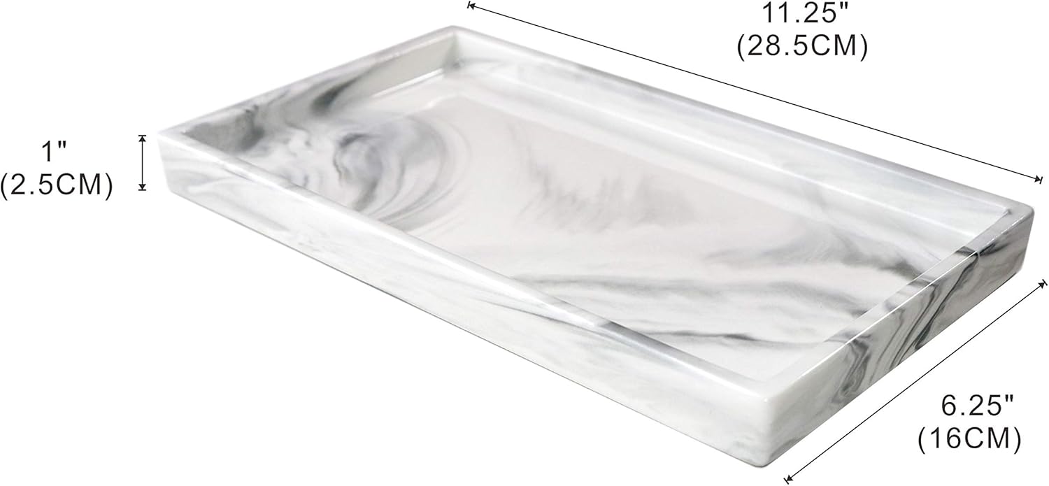 White Marble Ceramic Bathroom Tray