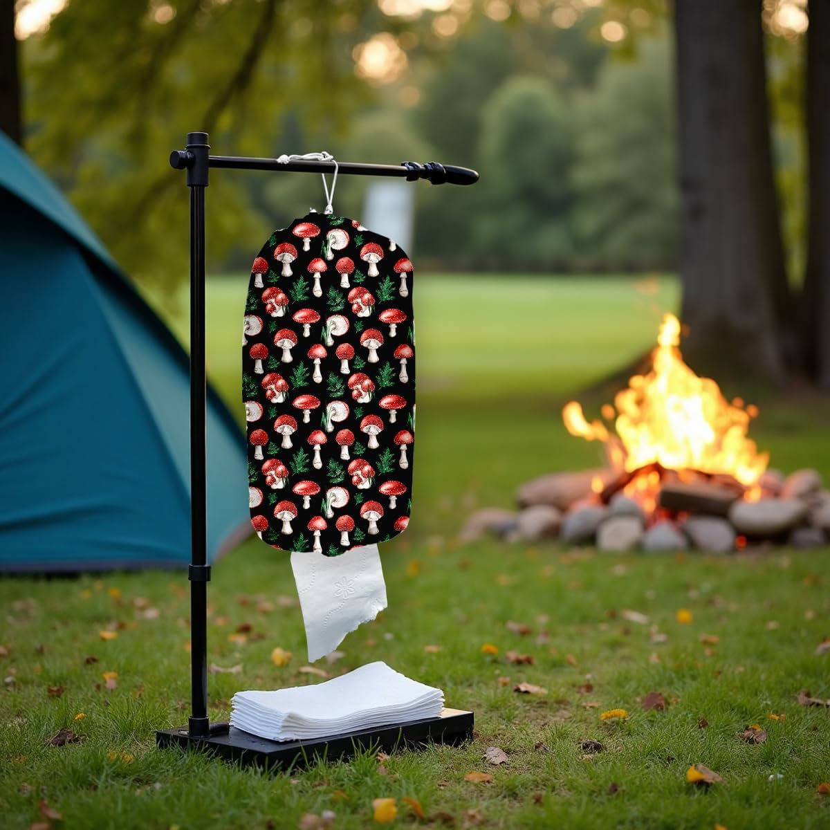 Cute Mushroom Toilet Paper Storage Bag with Reusable Design Organizer for Trash Increments