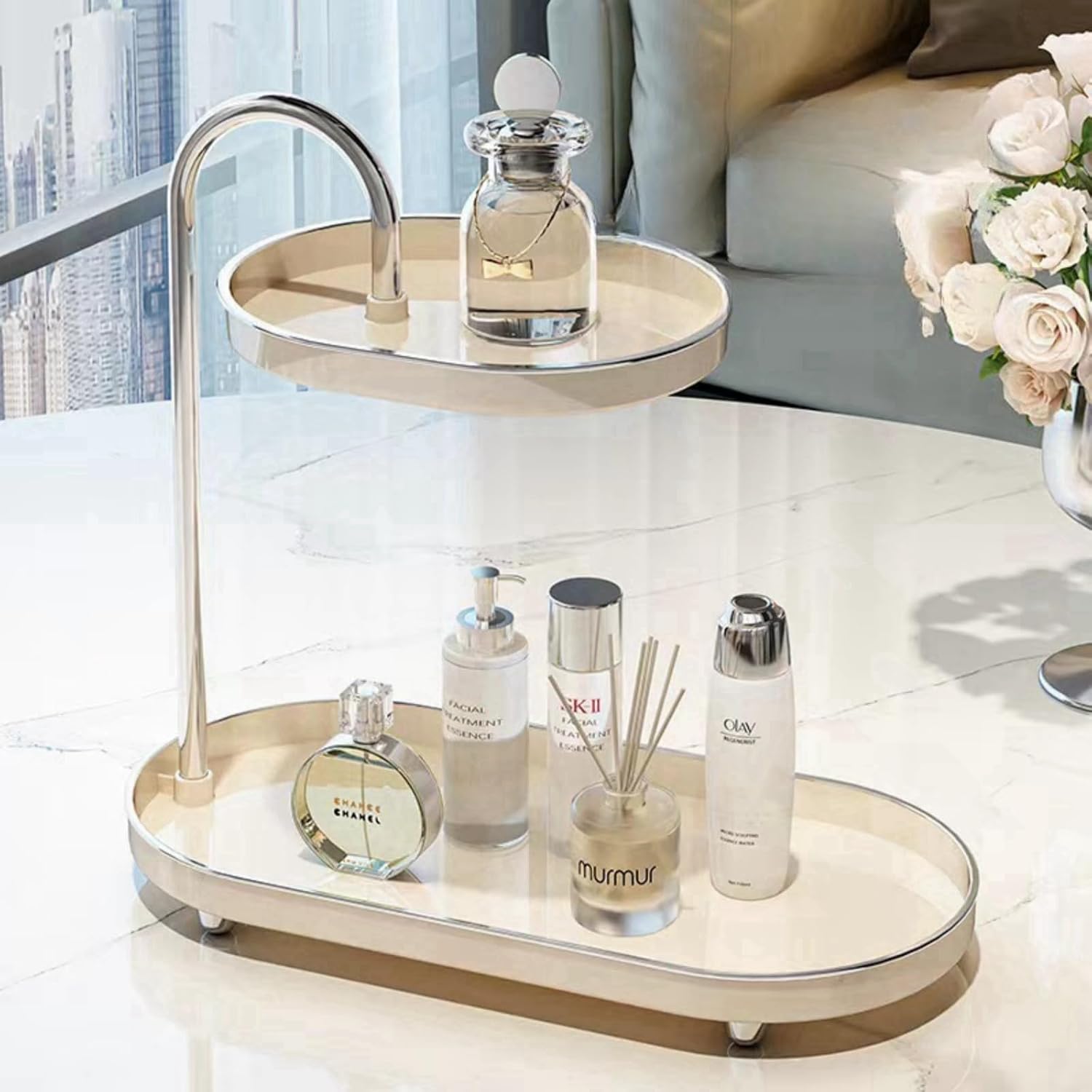 Small Bathroom Vanity Organizer Non-Slip Compact Design Stylish Functional Perfect For Gifting
