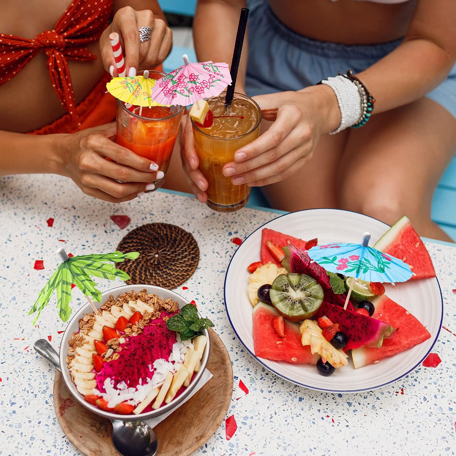 FFNIU 152-Piece tropical Drink Umbrellas for Tiki Bars Parties