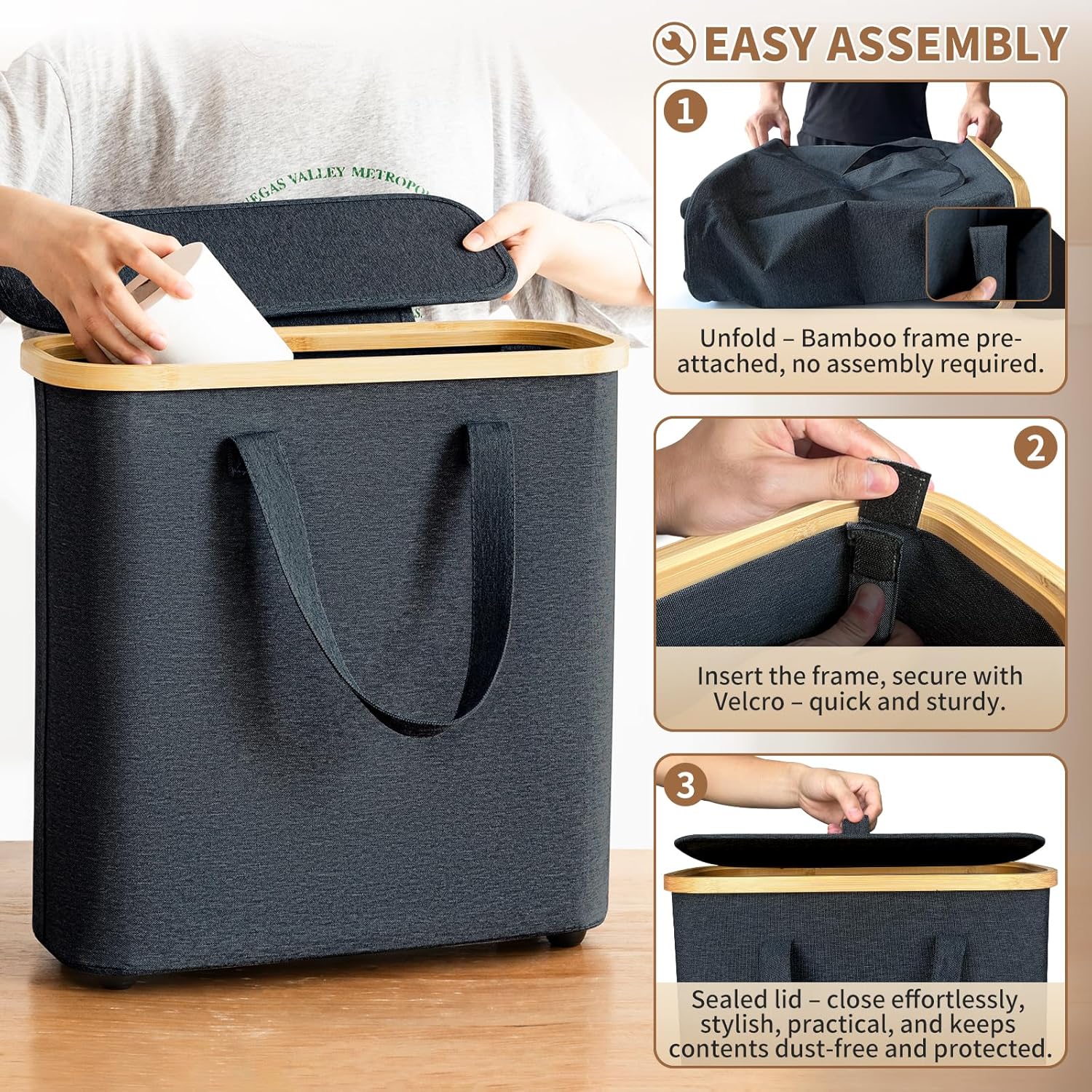 AiseNnO 30L Toilet Paper Storage Basket with Lid Handle