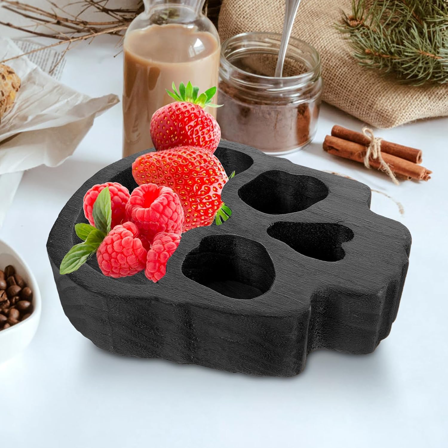 Alipis Wooden Skull Bowl Halloween Charcuterie Cheese Board