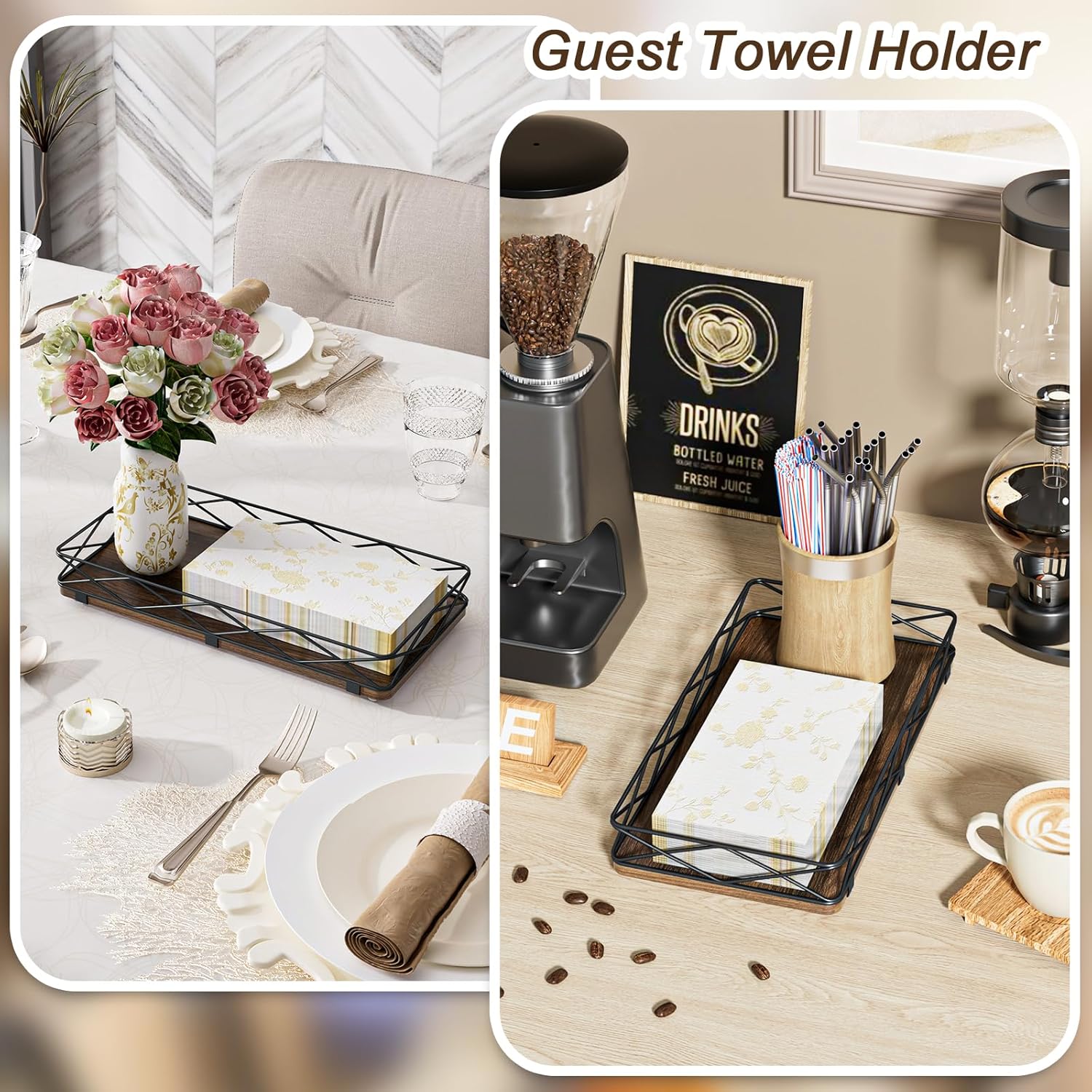 Lixple 13 Metal and Wood Toilet Tank Organizer