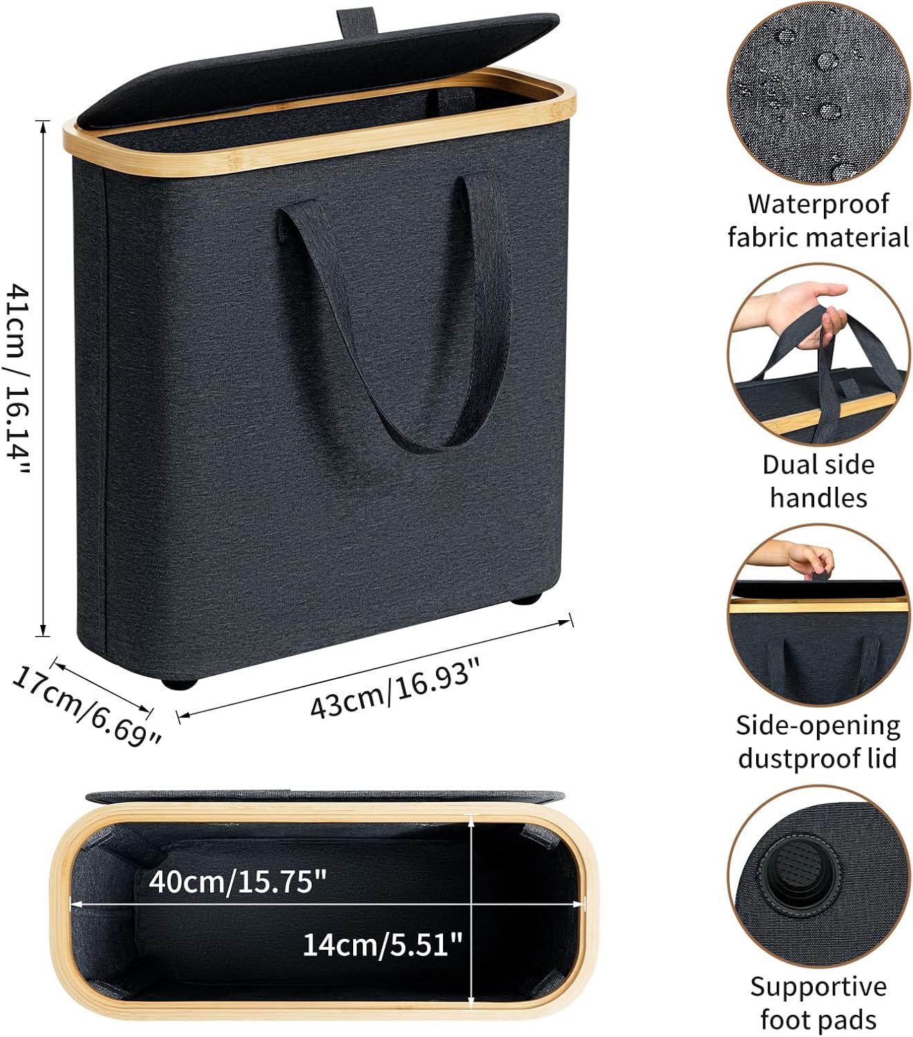 AiseNnO 30L Toilet Paper Storage Basket with Lid Handle