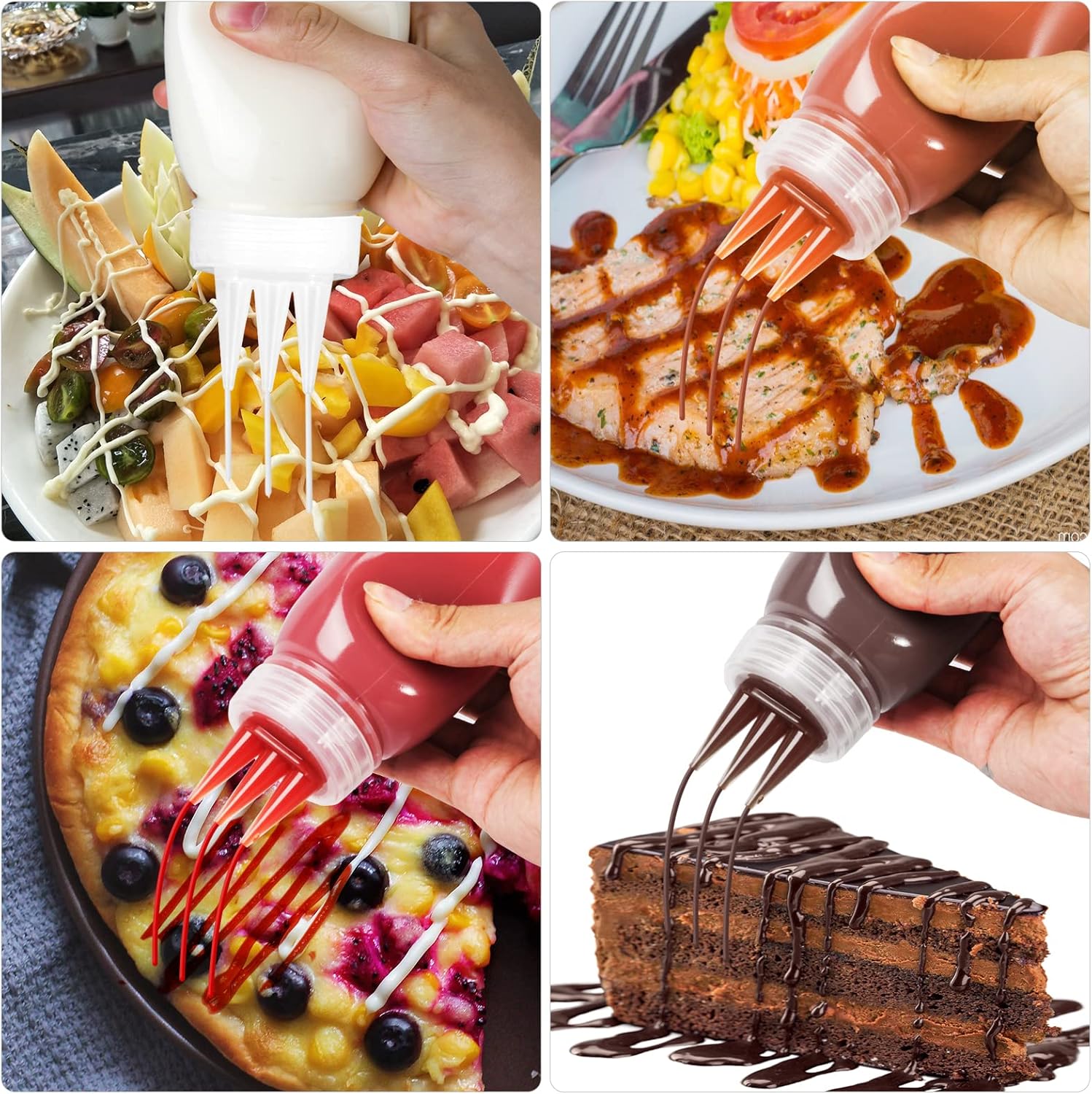 3-Pack Porous Condiment Squeeze Bottles 13oz
