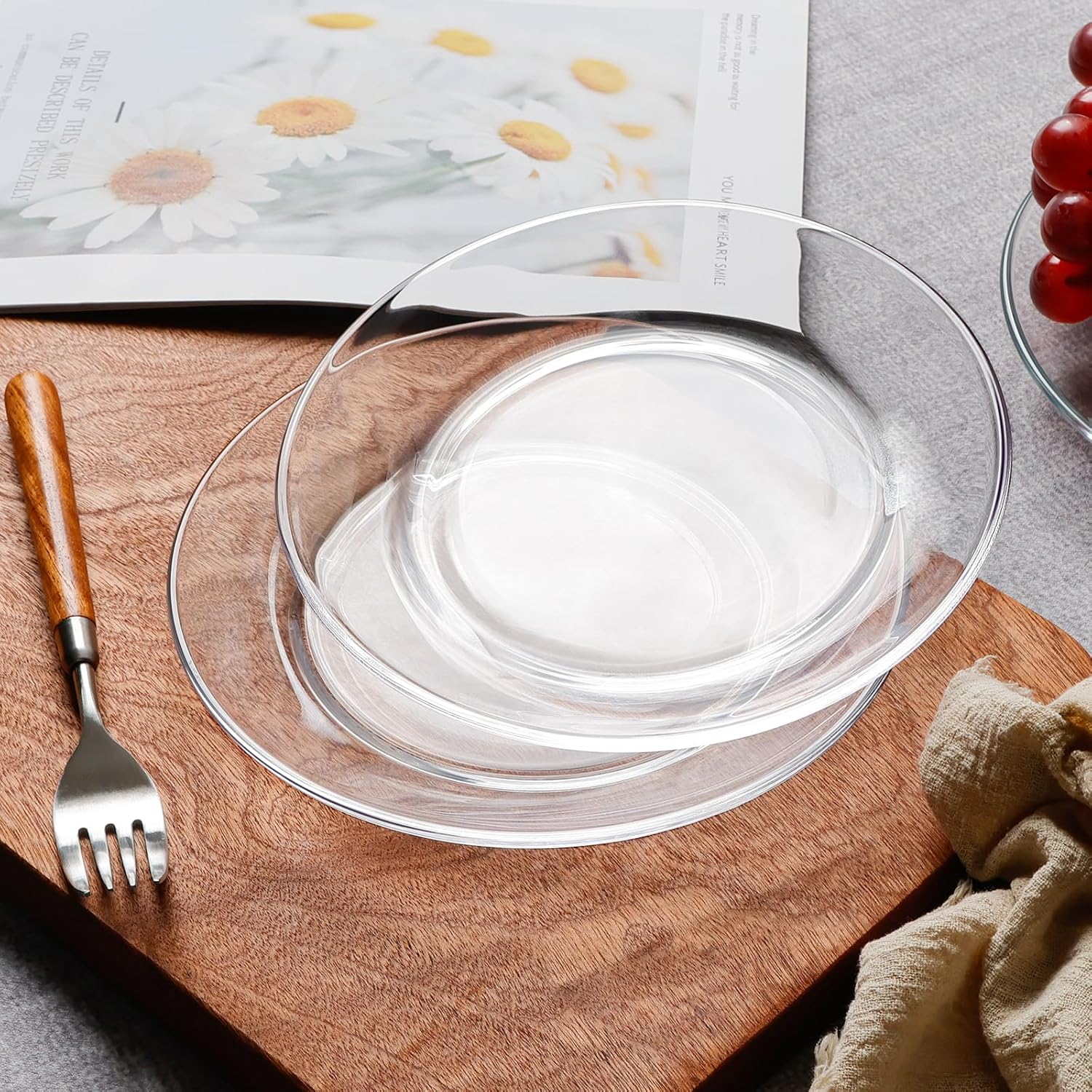 NUTRIUPS 75-Inch Clear Glass Dinner Plates Set of 2
