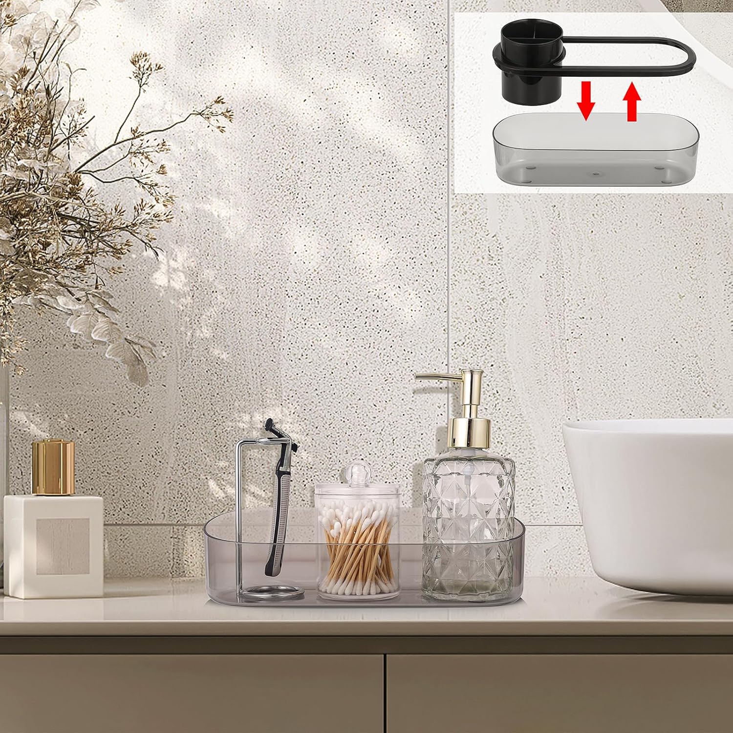 Ayswupt Detachable 5-in-1 Bathroom Toothbrush Holder Organizer