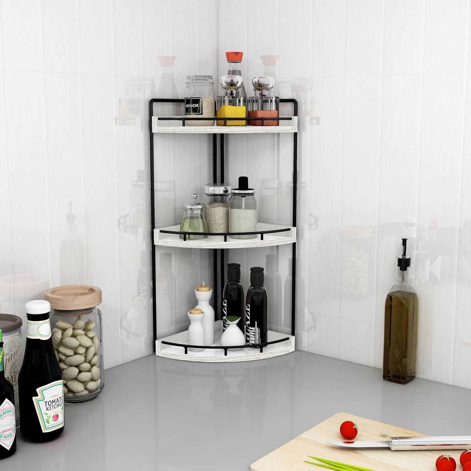 Dorhors 3-Tier Corner Bathroom Organizer Versatile Storage Solution for Your Bathroom Kitchen or Dresser