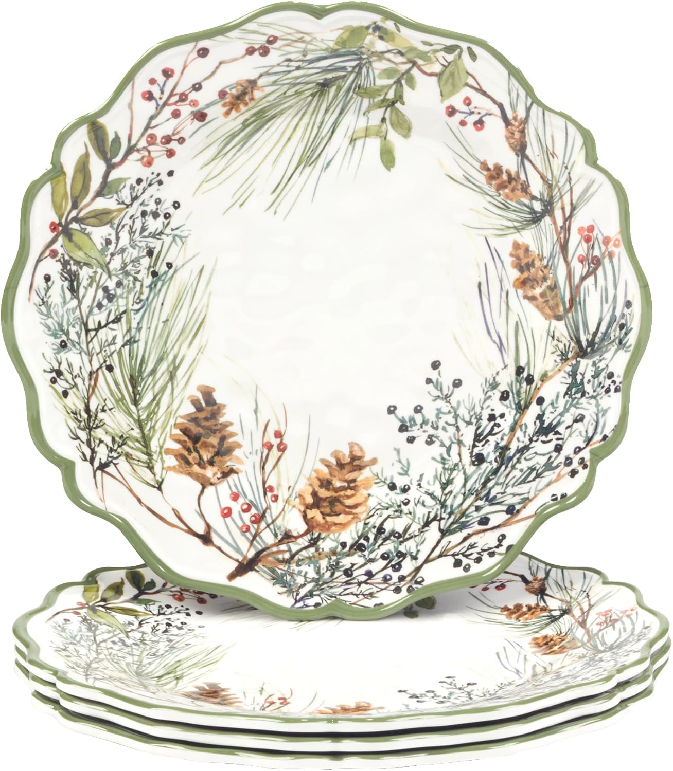 Certified International Winters Forest 11 Melamine Dinner Plates Set of 4