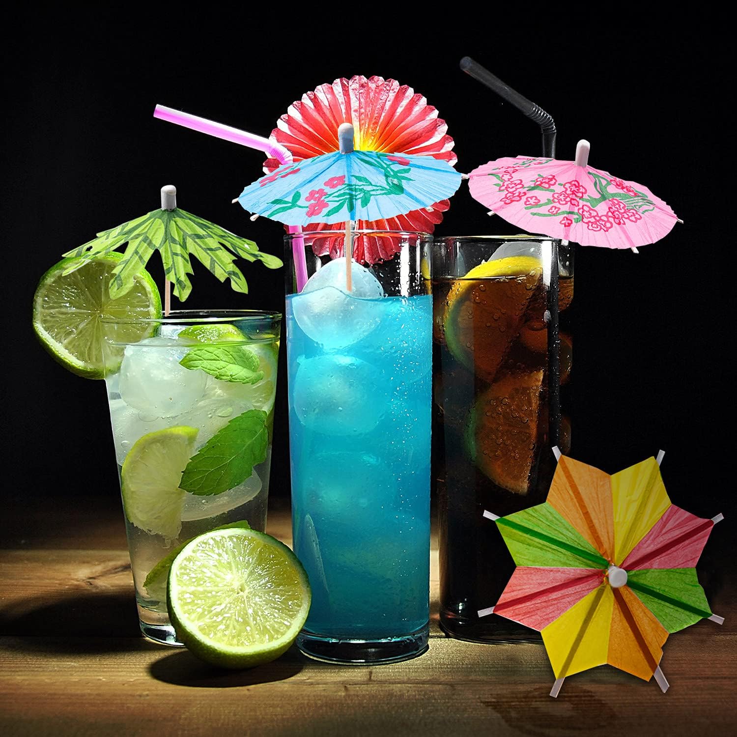 FFNIU 152-Piece tropical Drink Umbrellas for Tiki Bars Parties