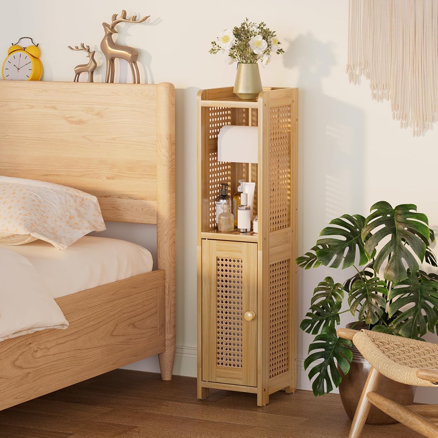 Amazing Bamboo Toilet Paper Storage Cabinet for Narrow Spaces and Small Bathrooms