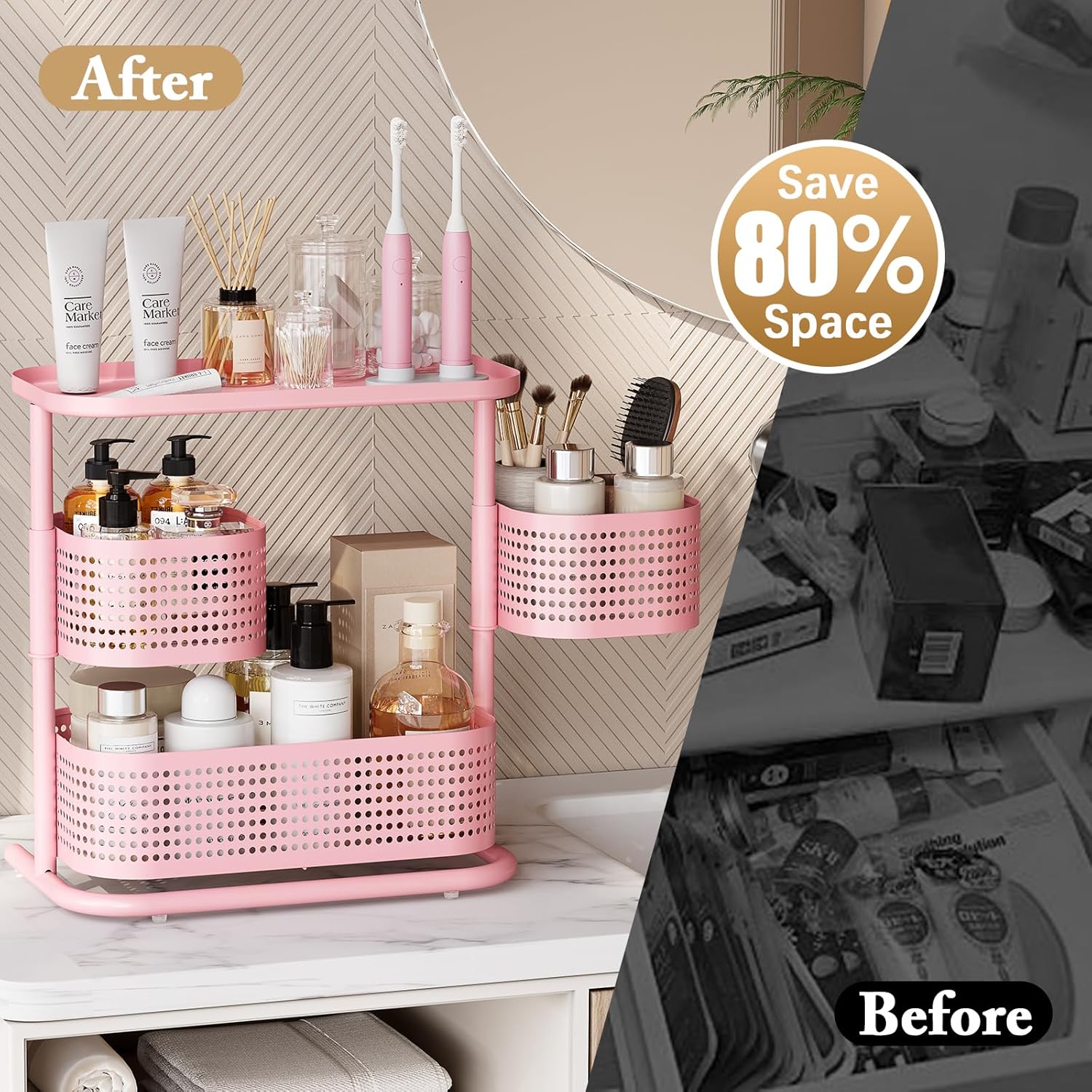 KINGRACK 3 Tier Rotating Bathroom Organizer with Non-Slip Feet