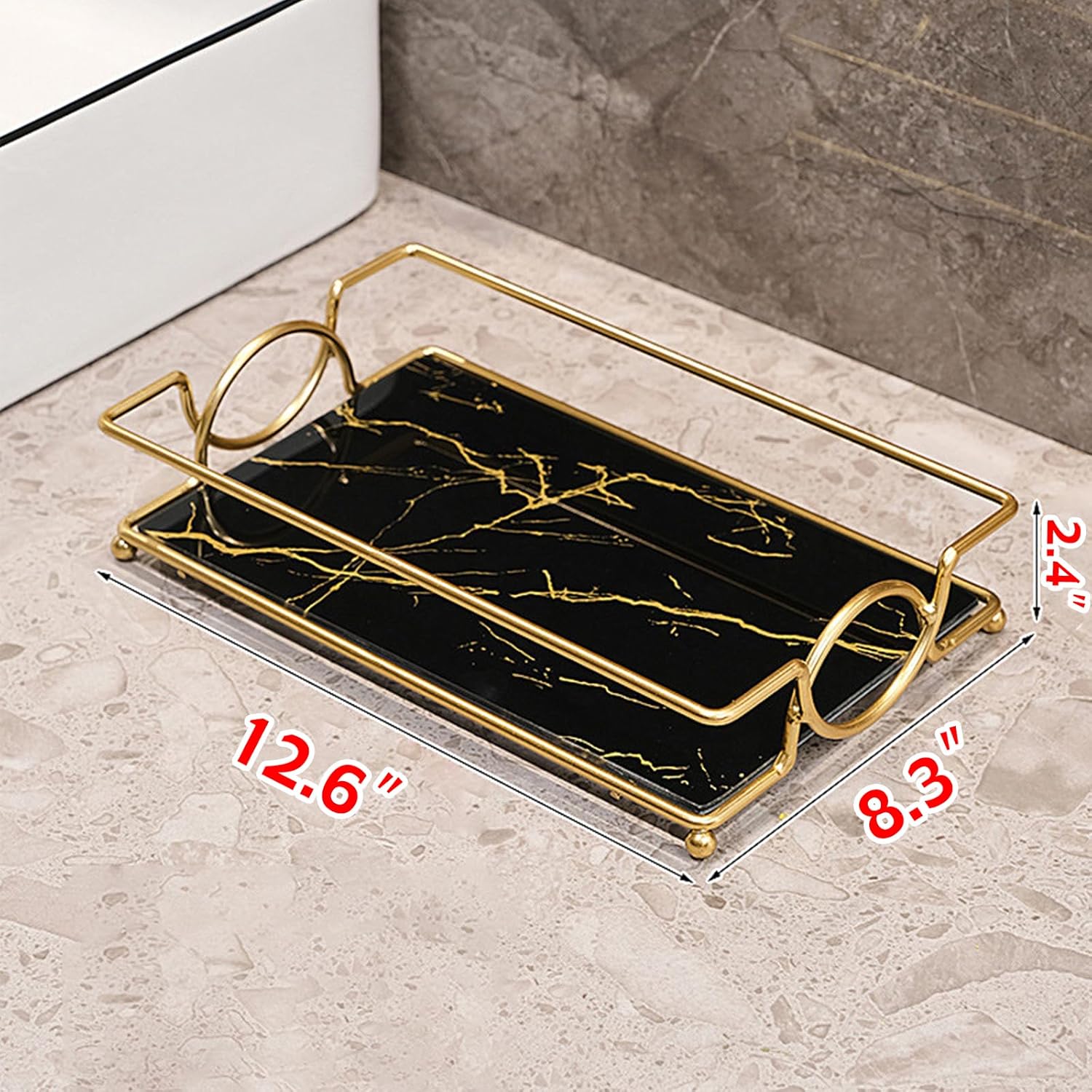 Luxury and class elegant glass bathroom tray for home bathroom or bedroom with stylish displays and secure storage